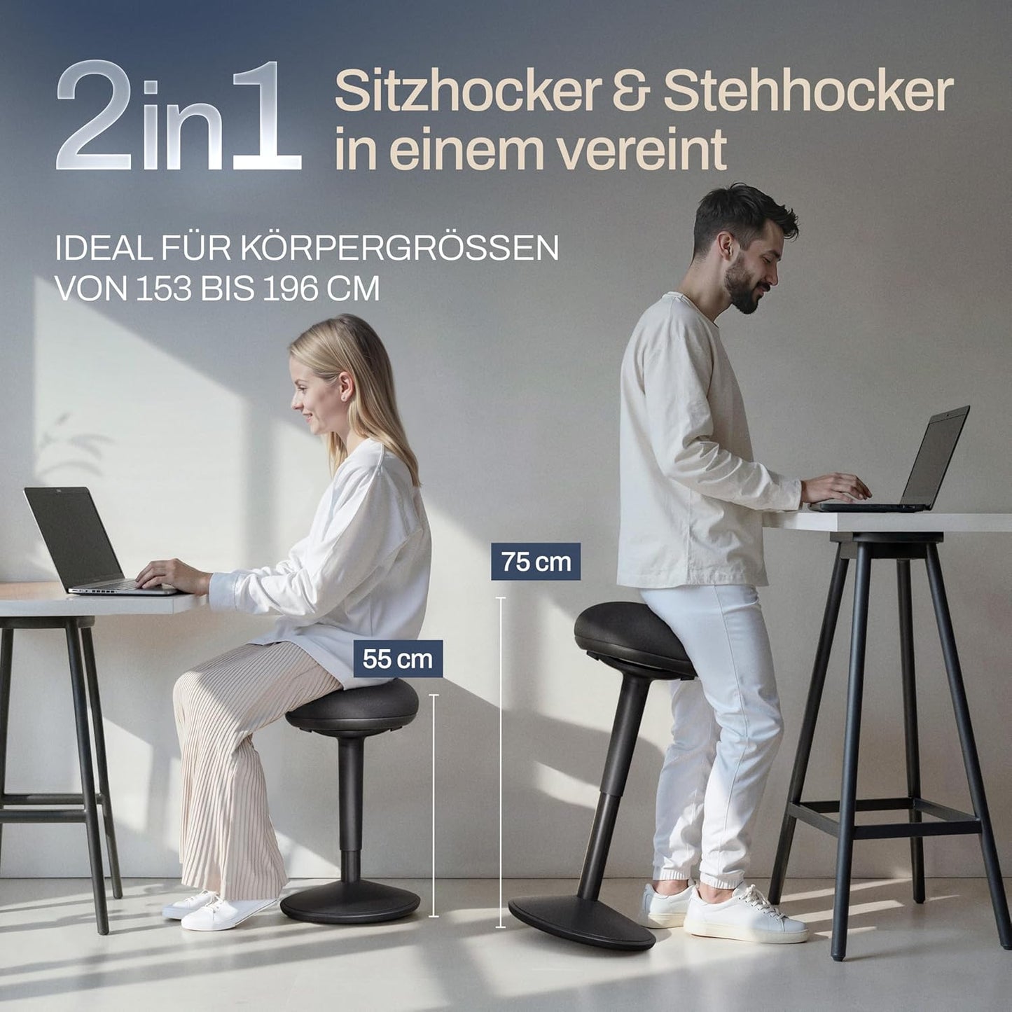 Ergonomischer Bürohocker, Onyx Schwarz