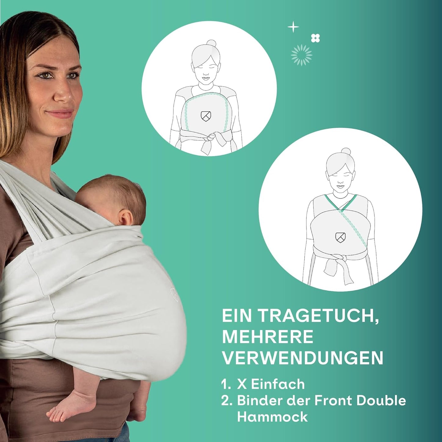 Elastisches Babytragetuch, Grau 30 cm x 30 cm x 15 cm