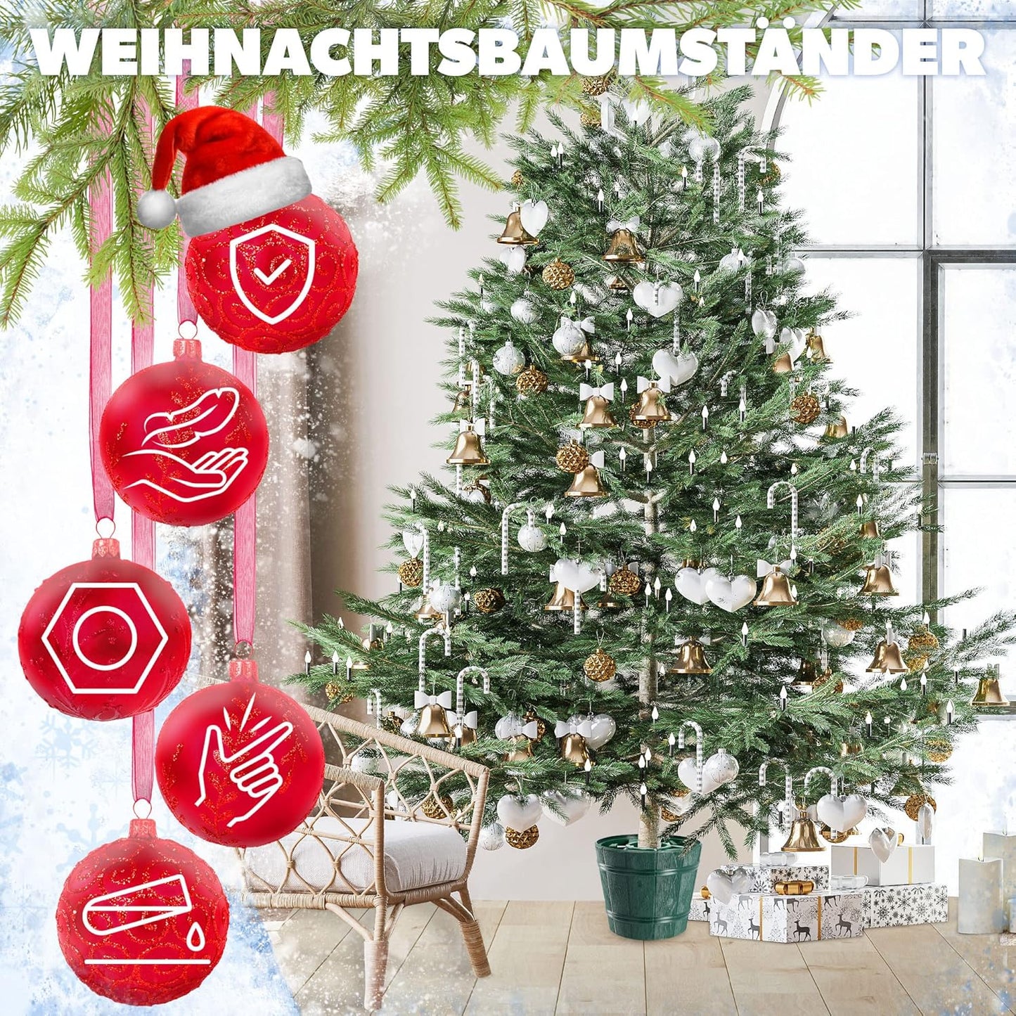 Weihnachtsbaumständer, Baumhöhe bis 280cm /Grün