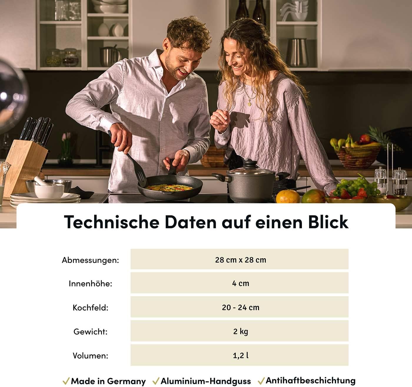 Grillpfanne für Induktionsherd mit Deckel