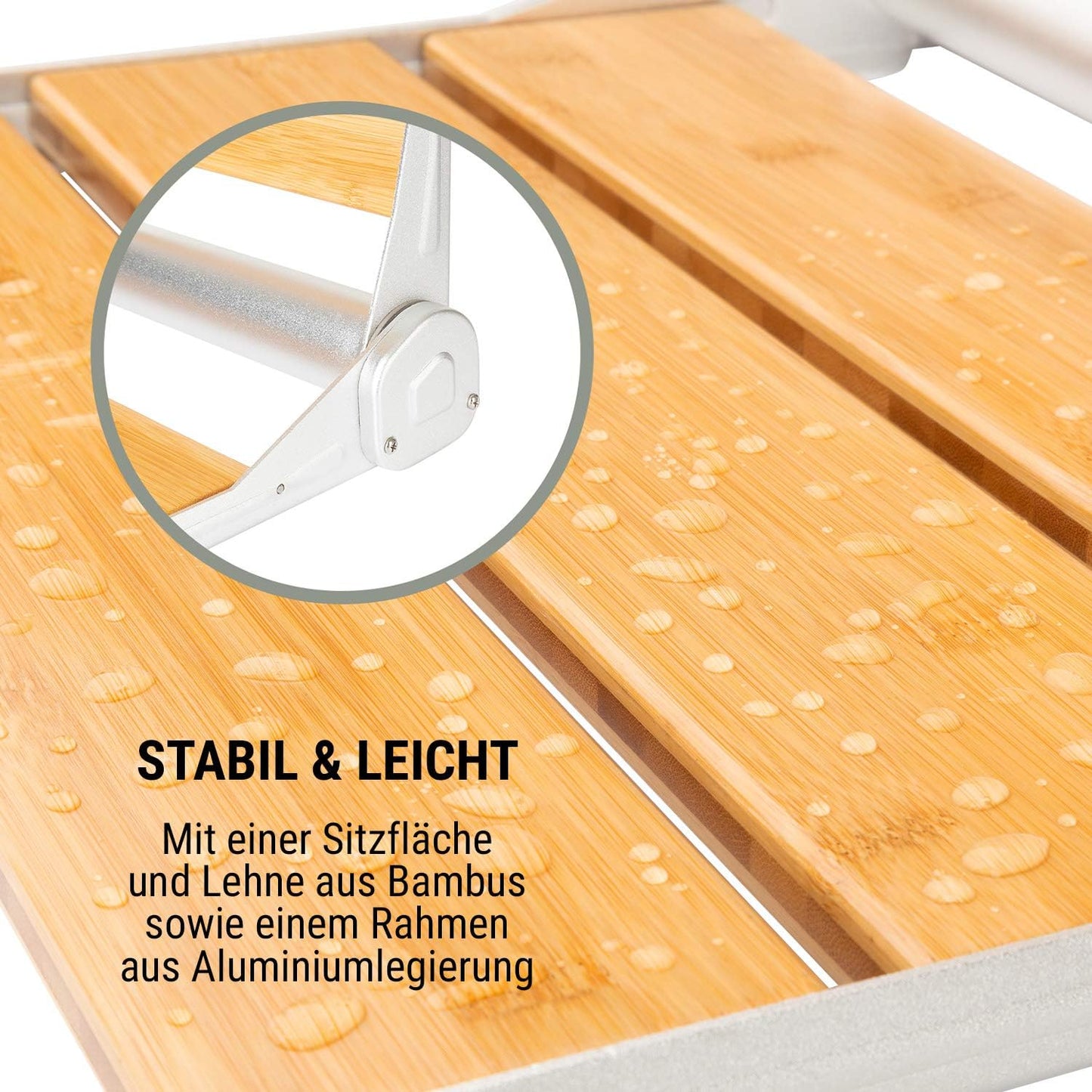 Klappbarer Duschsitz Arielle Deluxe mit Bambus-Sitzfläche, Arielle Deluxe, Braun
