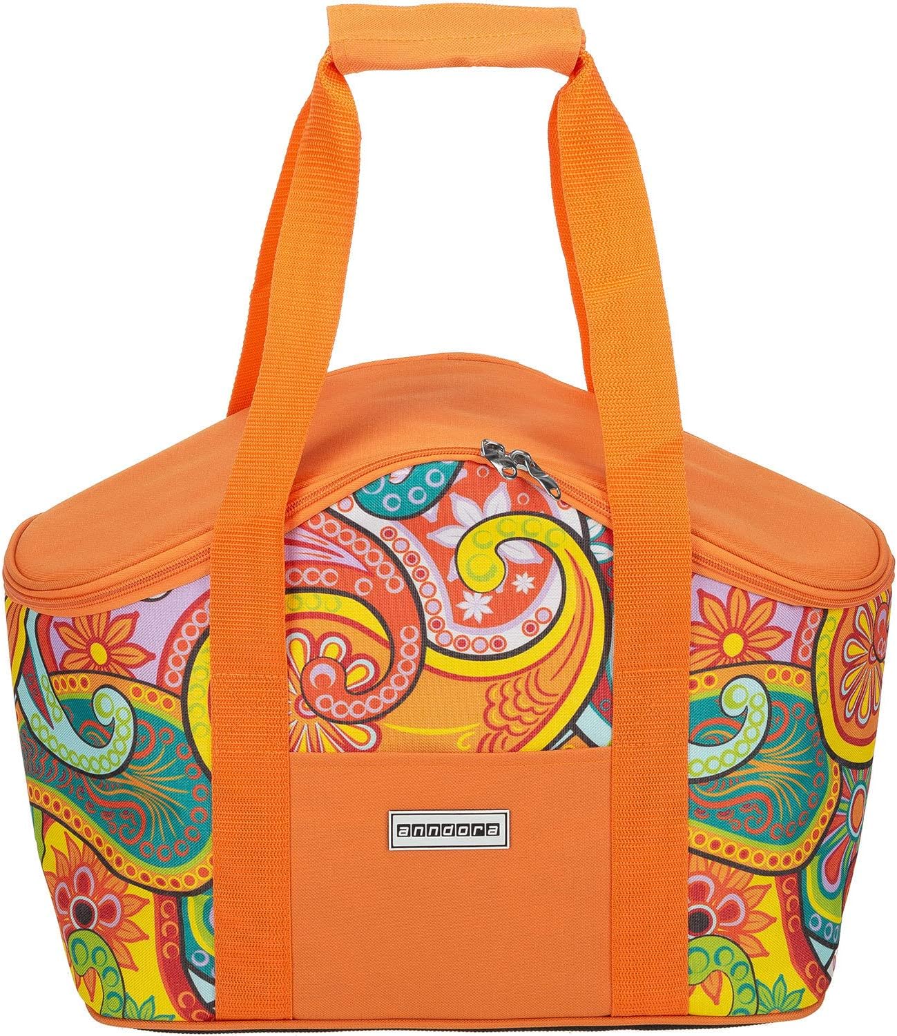 Pflegeleichte Kühltasche mit Zweiwege-Reissverschluss, paisley orange