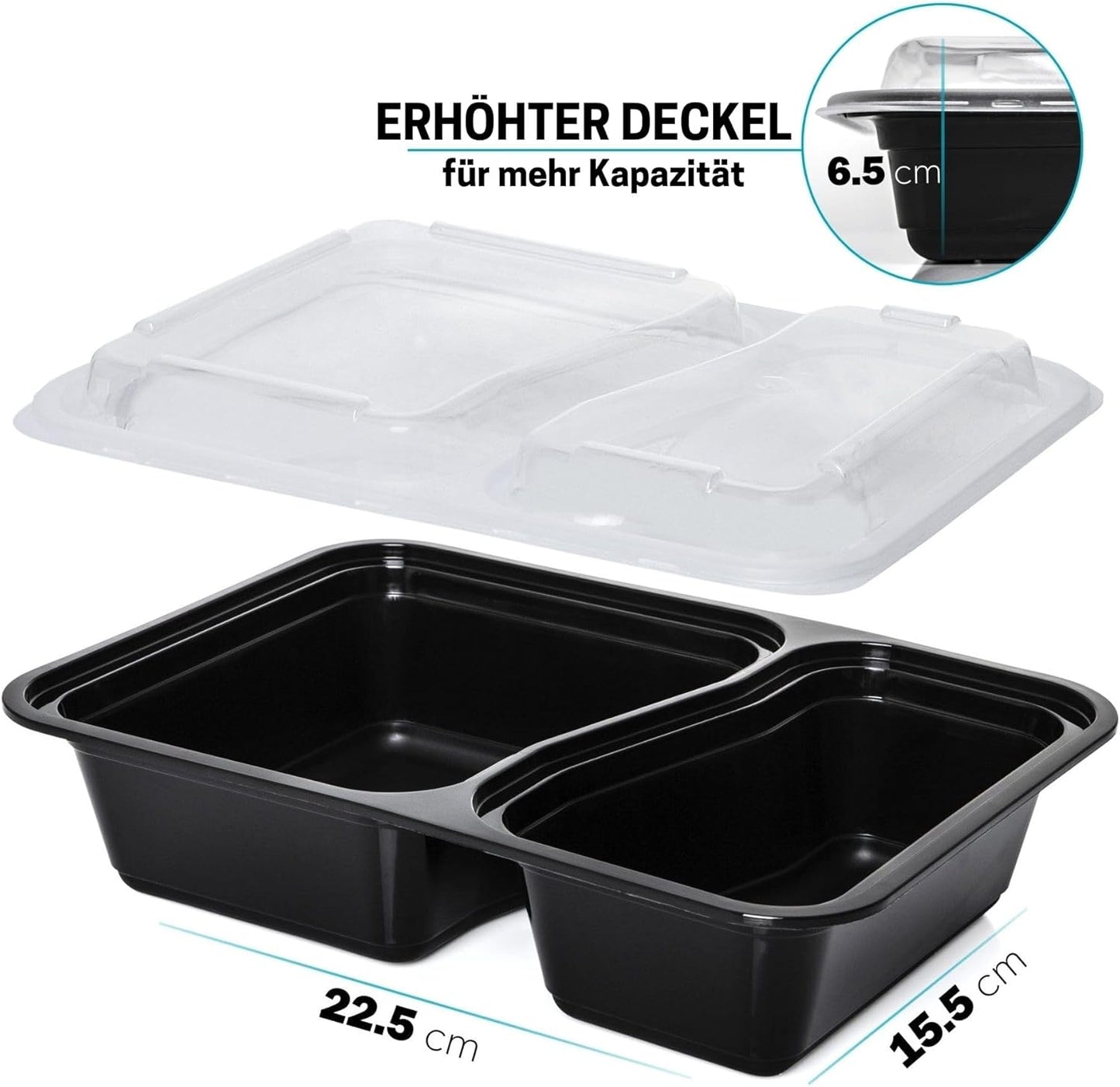 2-Fach Meal Prep Container, 20 Pack