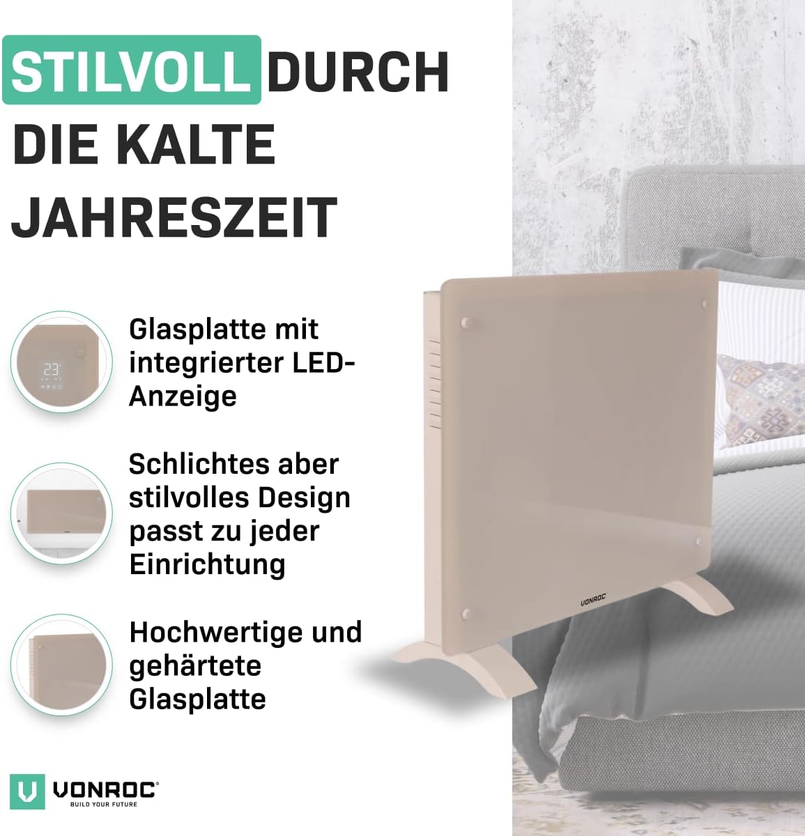 Konvektor Heizkörper, Beige 1000W