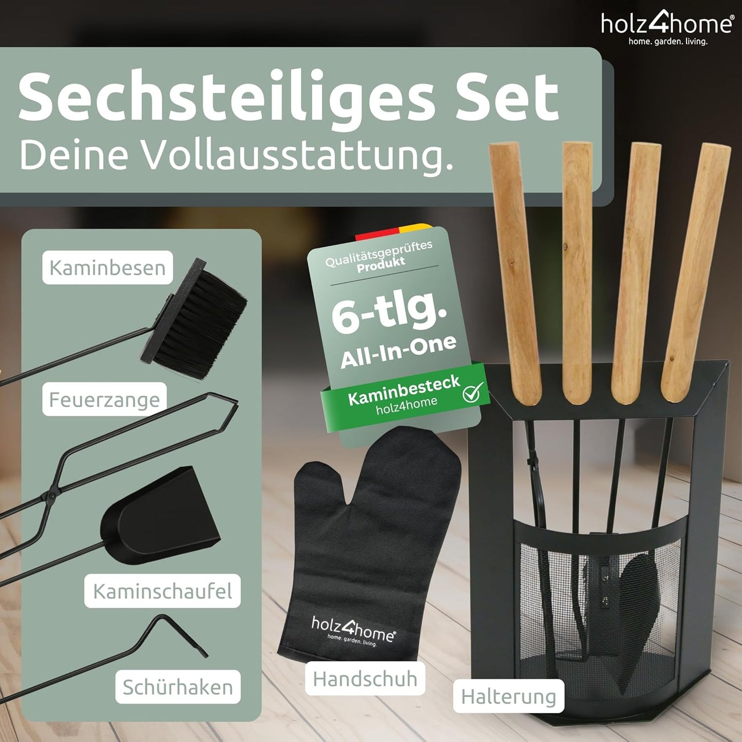 6-teiliges Kaminbesteck-Set