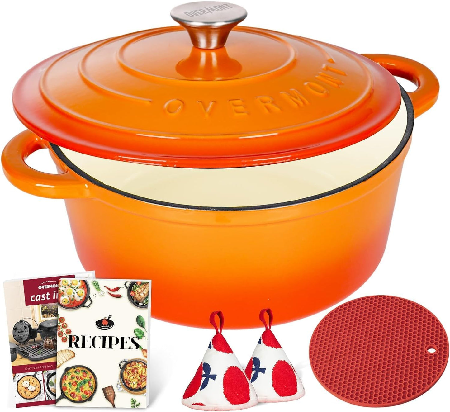 Gusseisen-Schmortopf mit Deckel, 26cm-5.2L Orange