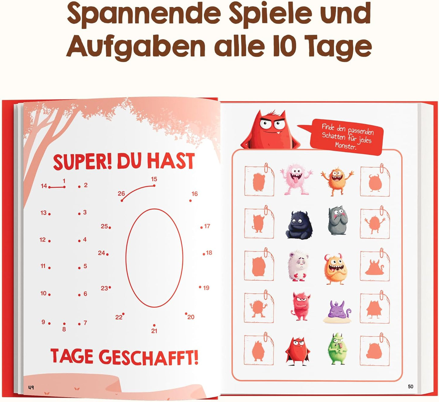 Gefühlstagebuch für Kinder mit Spielen, rot