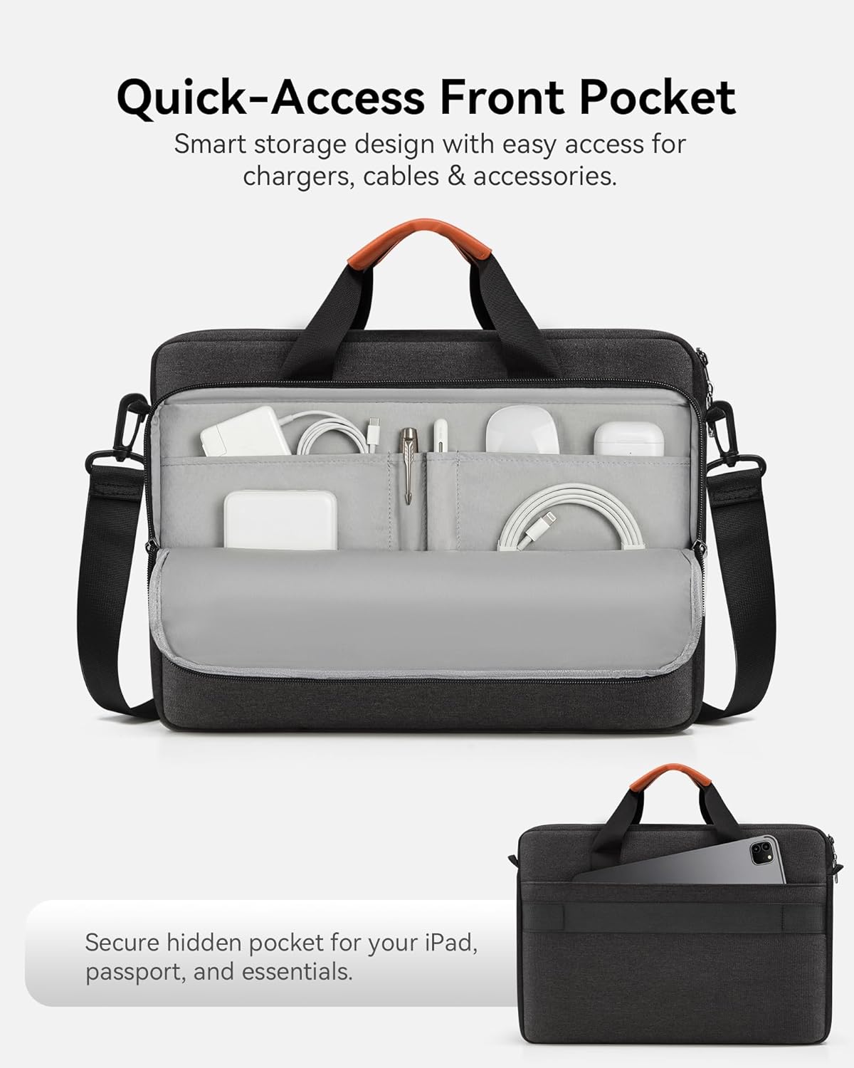 Erweiterbare Laptoptasche für 16 Zoll, Schwarz 15.6-16