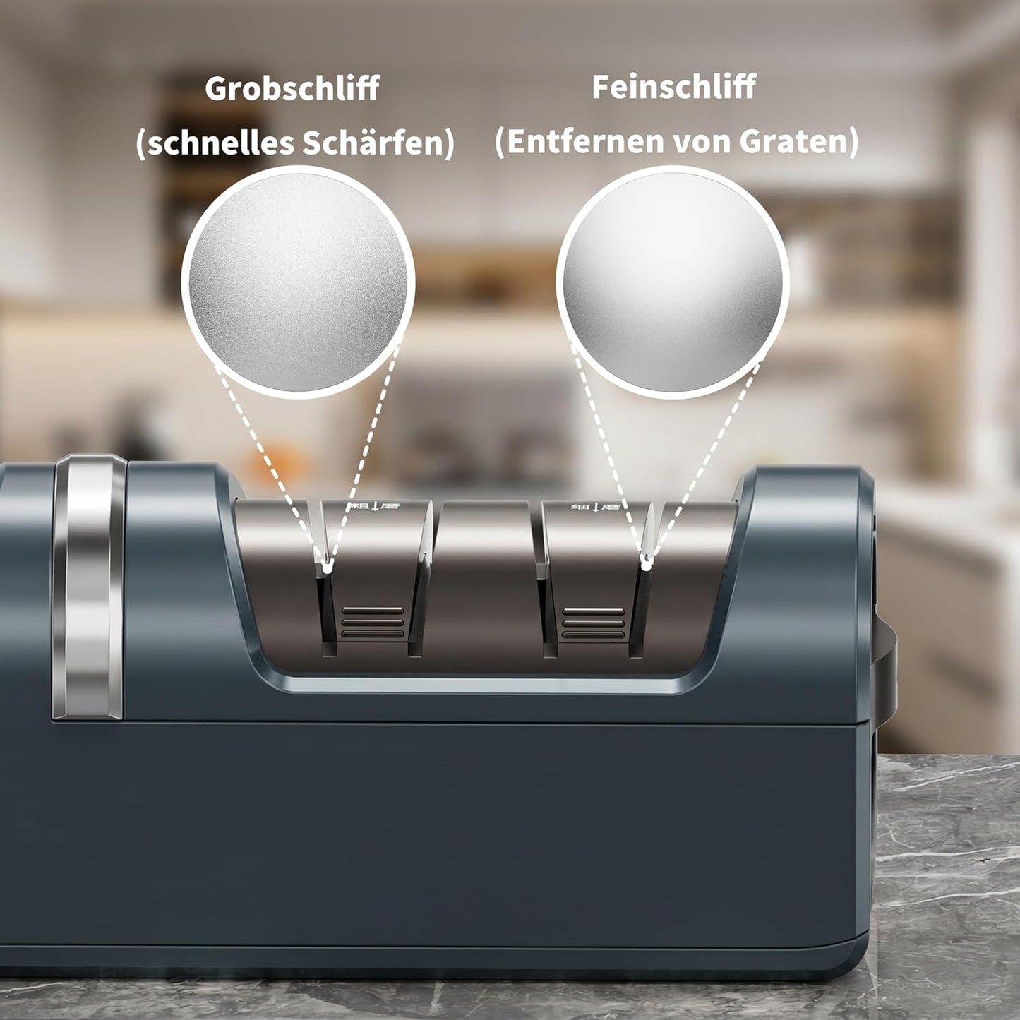 Elektrischer 5-in-1 Messerschärfer mit Diamantklingen, Grün