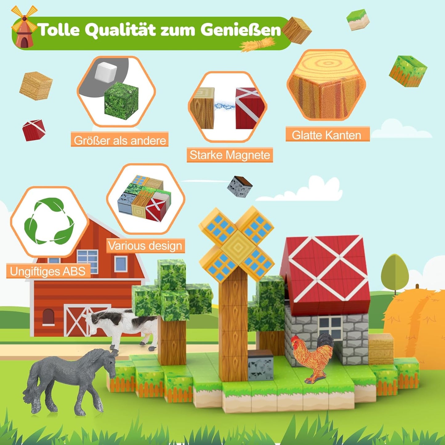 110-teilige Magnetblöcke Minen-Set, 110 Bauernhaus