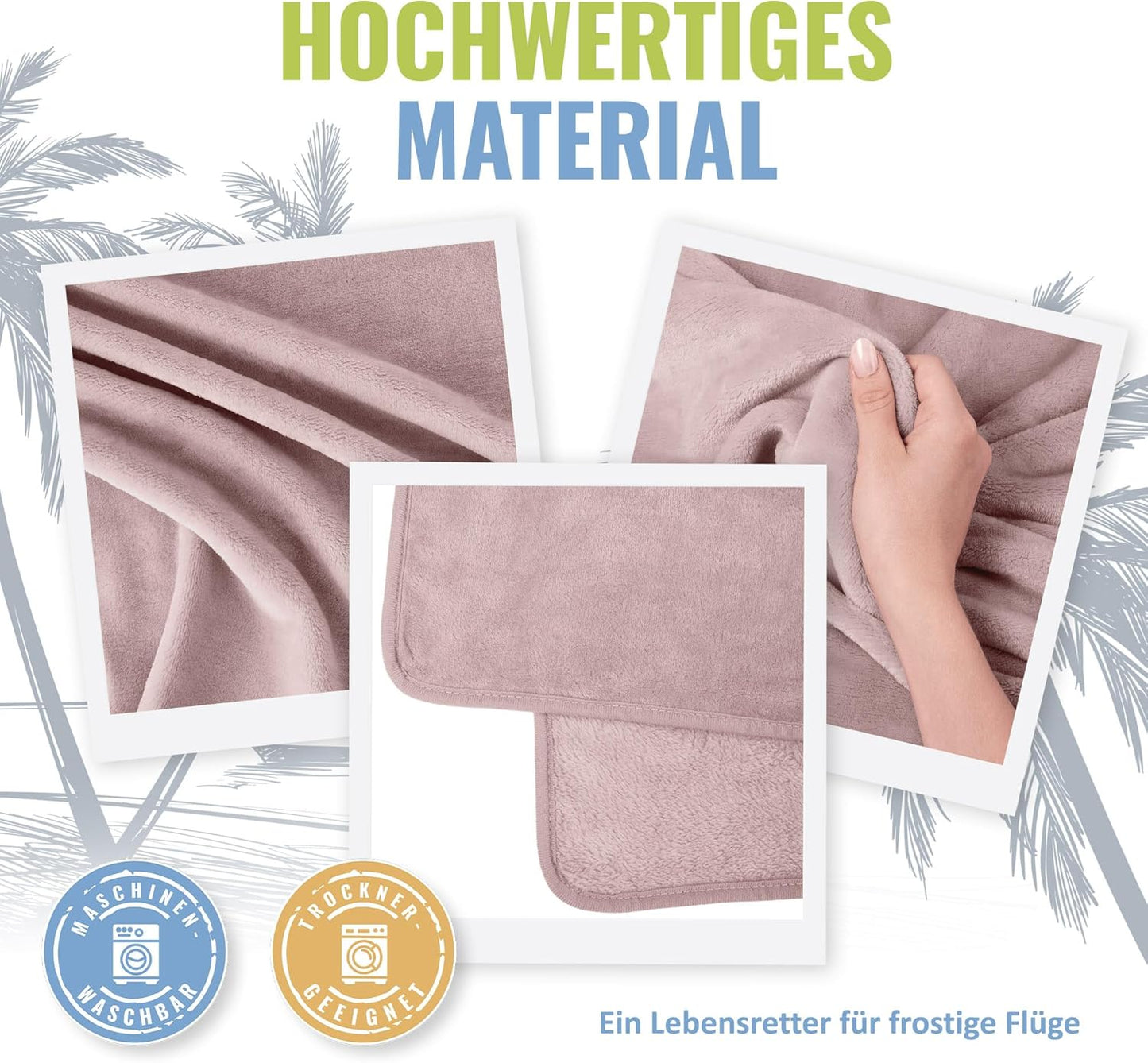 Weiche Reisedecke für Flugzeug & Auto, Rosa