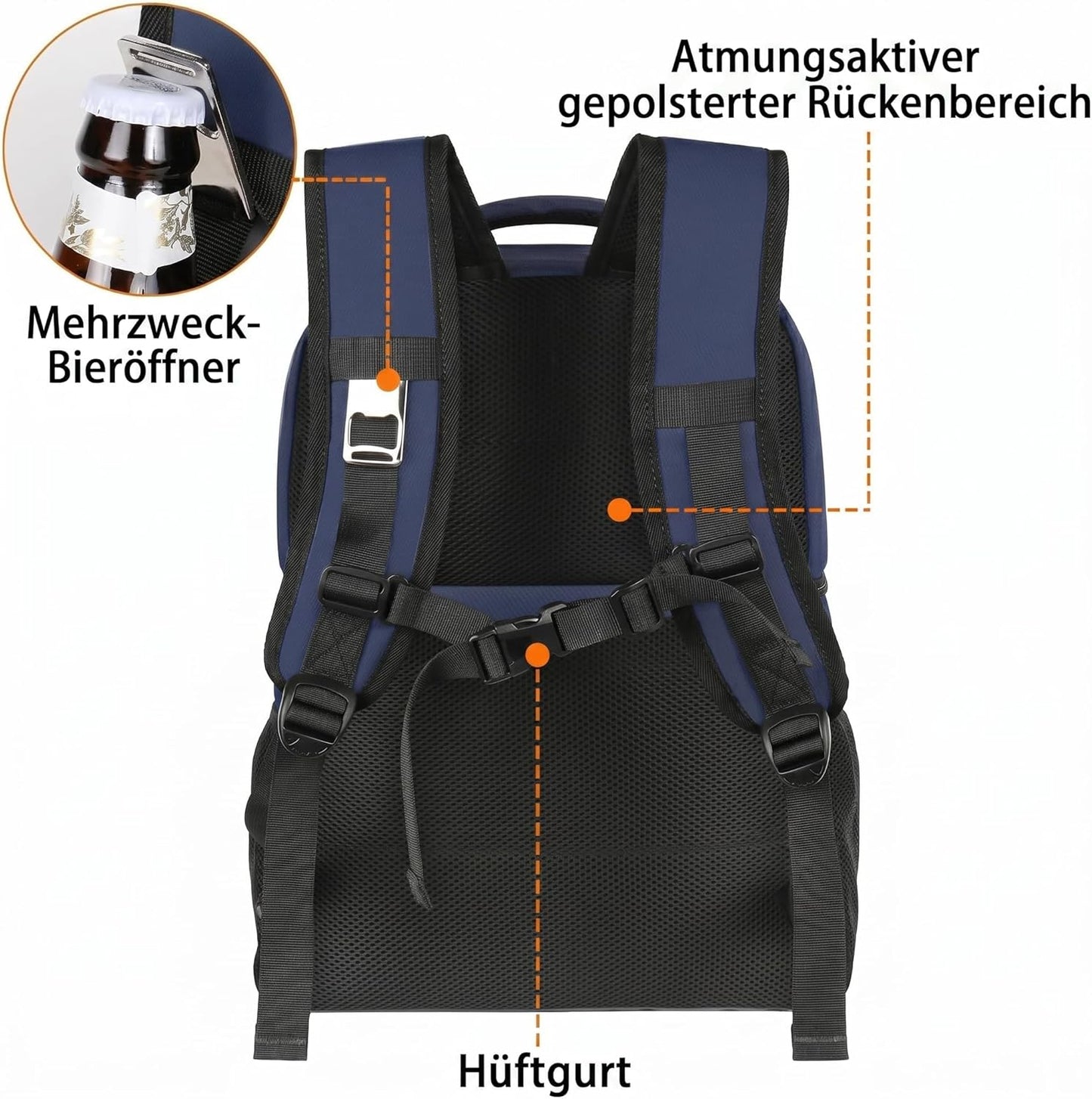 Thermo Kühlrucksack, Blau 40 Dosen
