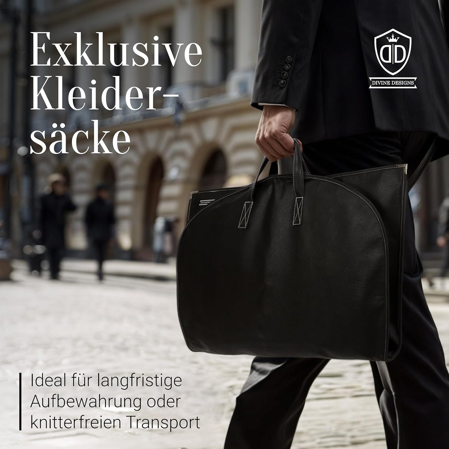 3er-Set Kleidersack mit Schuhbeutel, 102x60cm + Zubehör 3 Stück - Schwarz