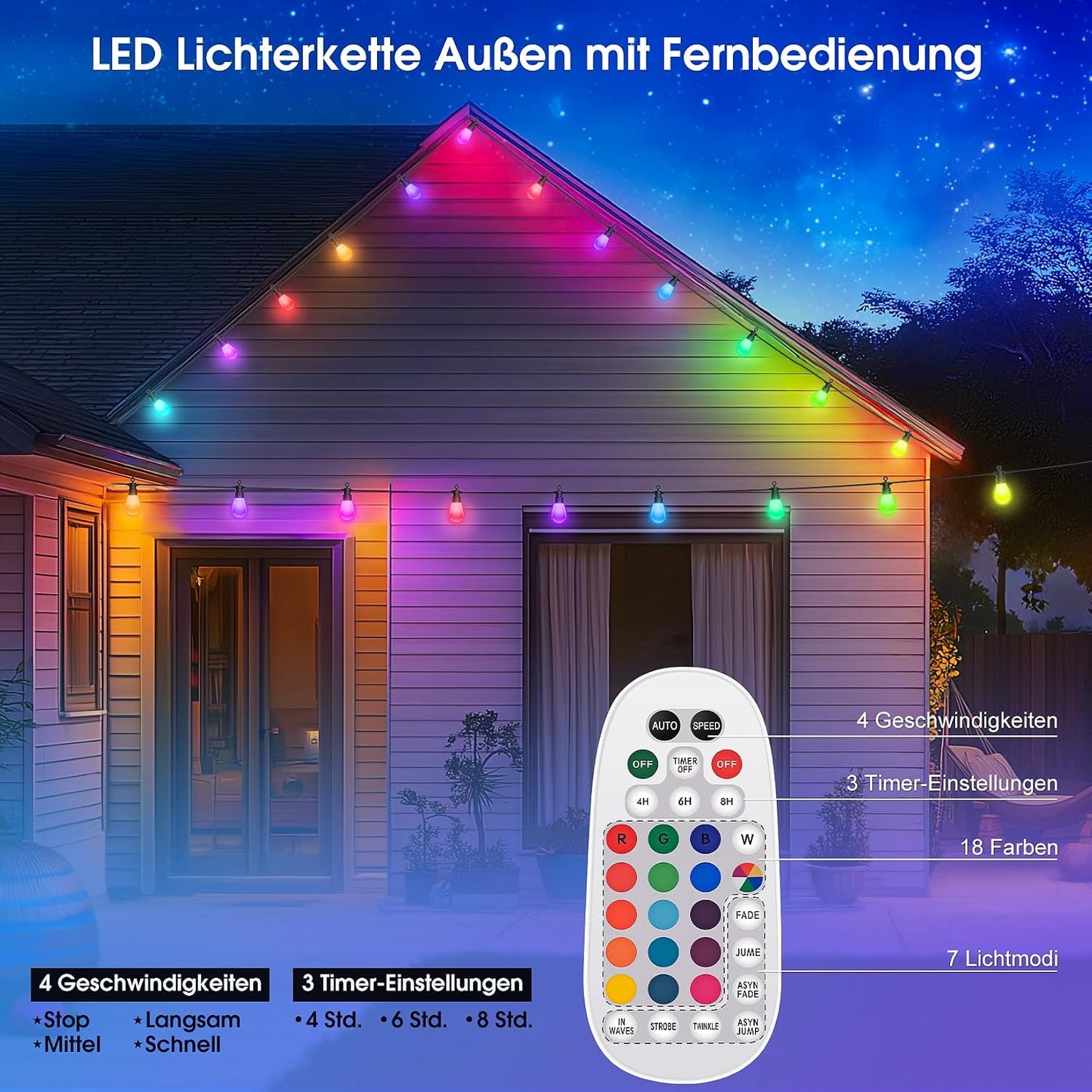 RGB LED-Lichterkette, 21 m