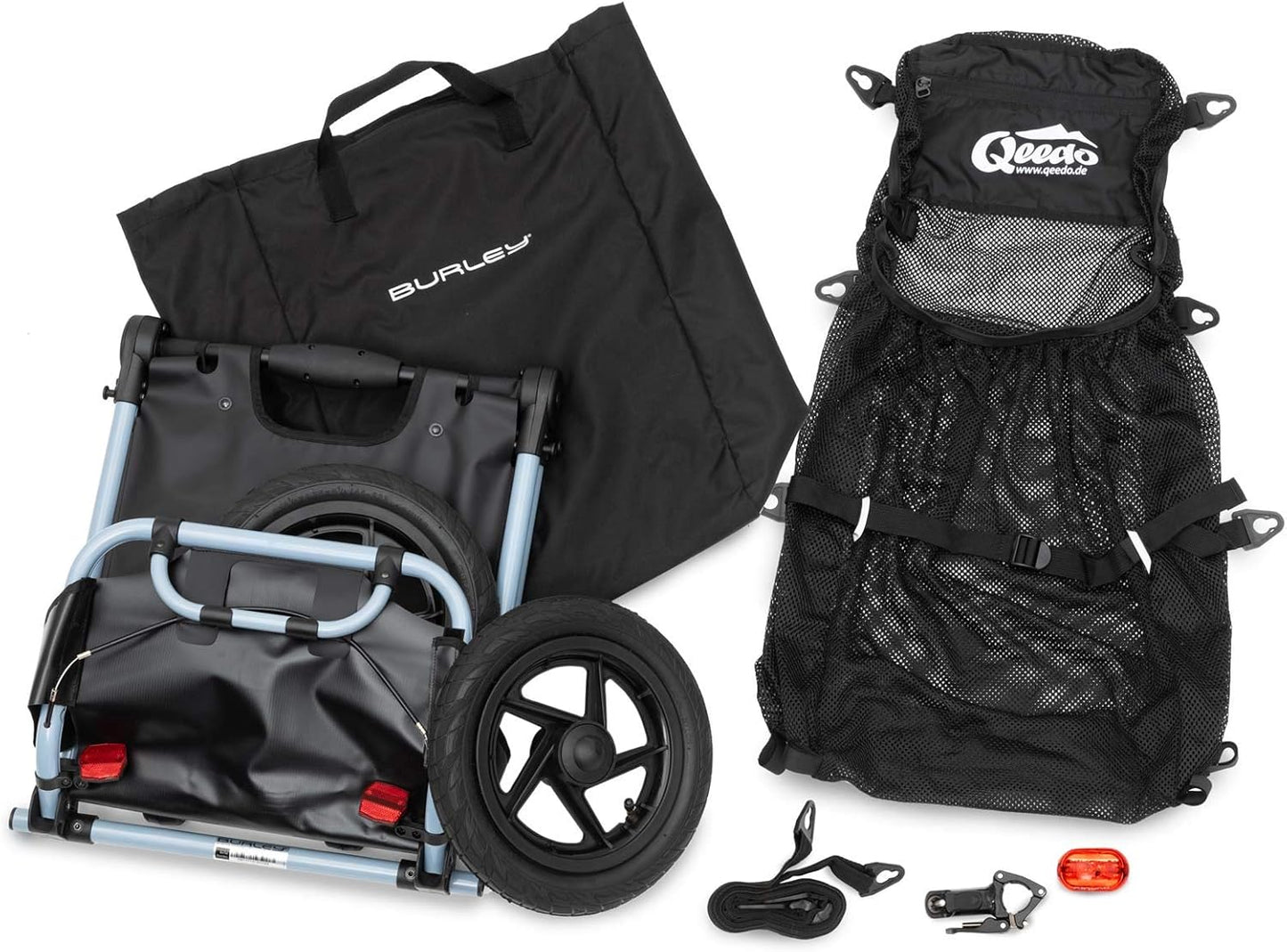 Fahrrad Lastenanhänger Travoy Set mit Gepäcknetz