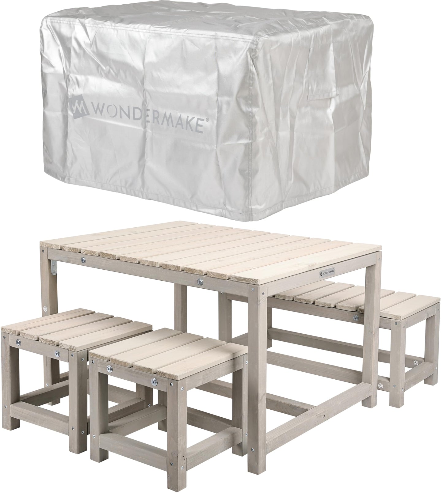Design-Kindersitzgruppe "sedensa2" mit Abdeckung, Fichte, Beige + Grau