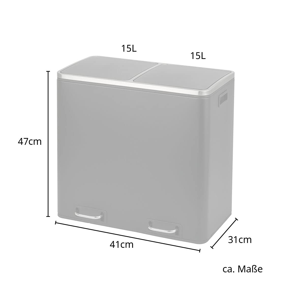 TM2X15 Treteimer, Weiss
