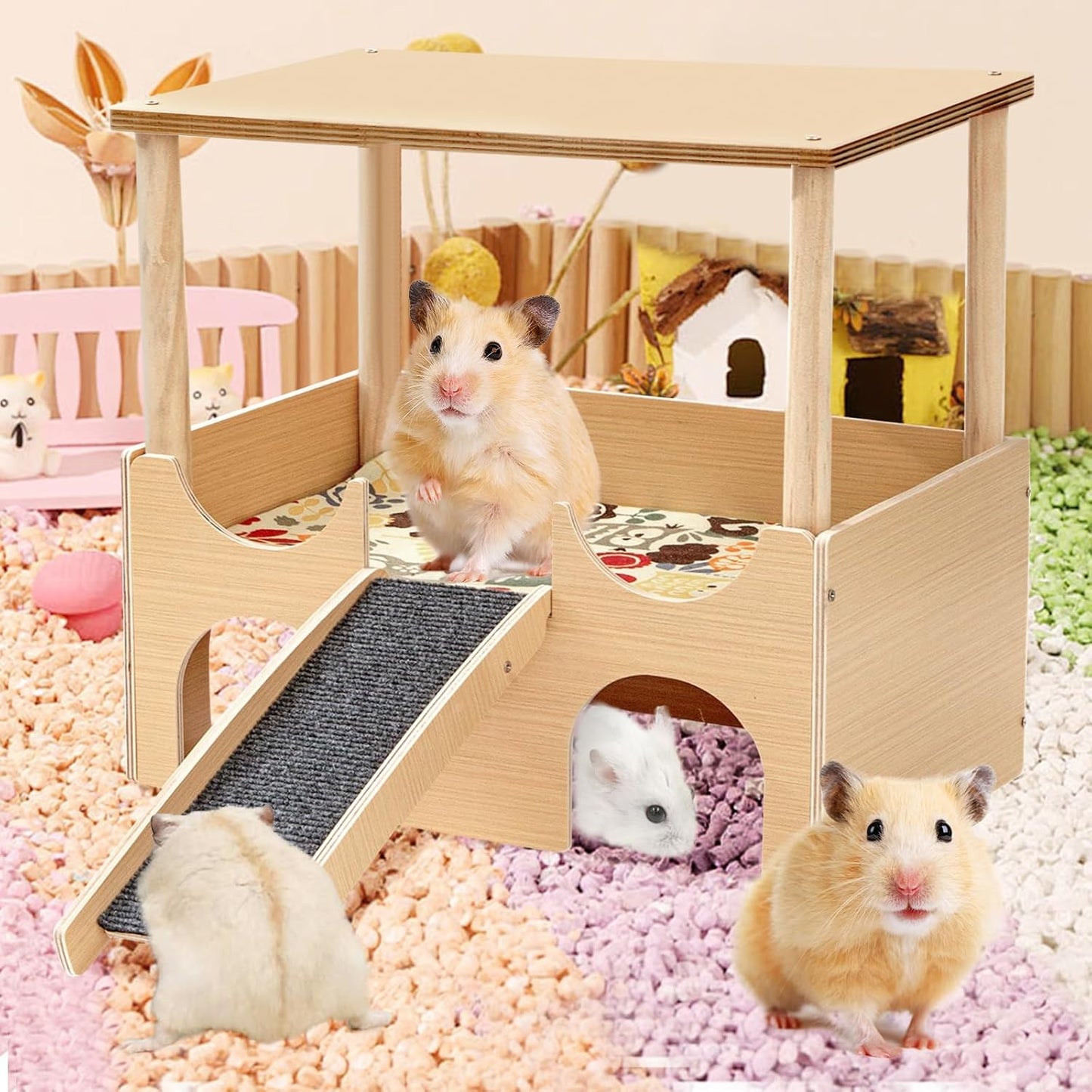 Mehrstöckiges Meerschweinchen-Haus, Gelb