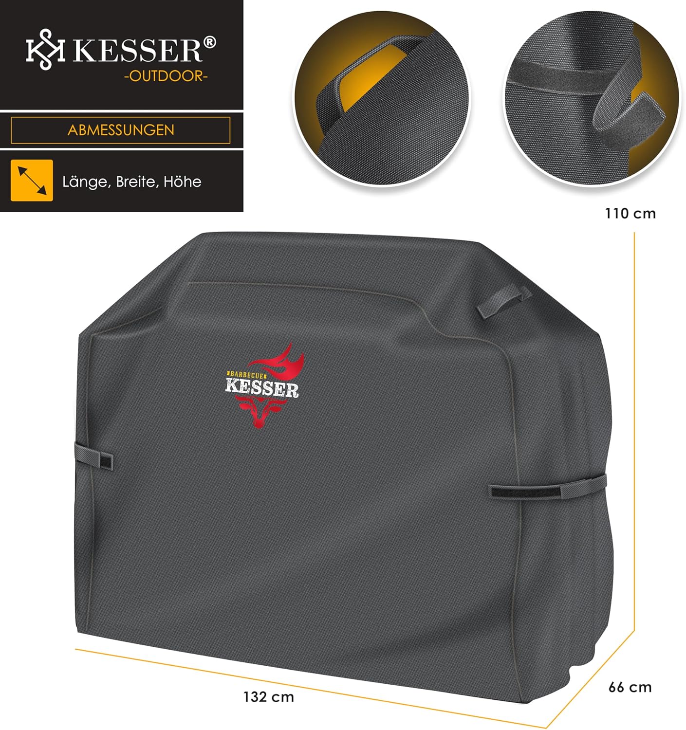 BBQ-Grillabdeckung, 132 x 66 x 109 cm (BxTxH) Anthrazit