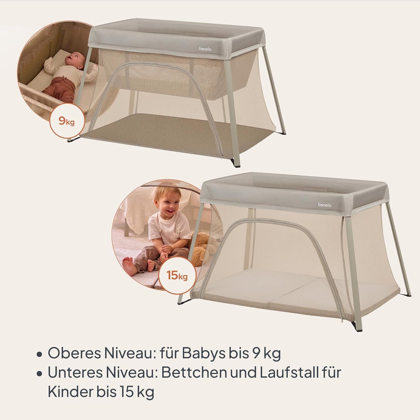 3-in-1 Reisebett Alice, Beige