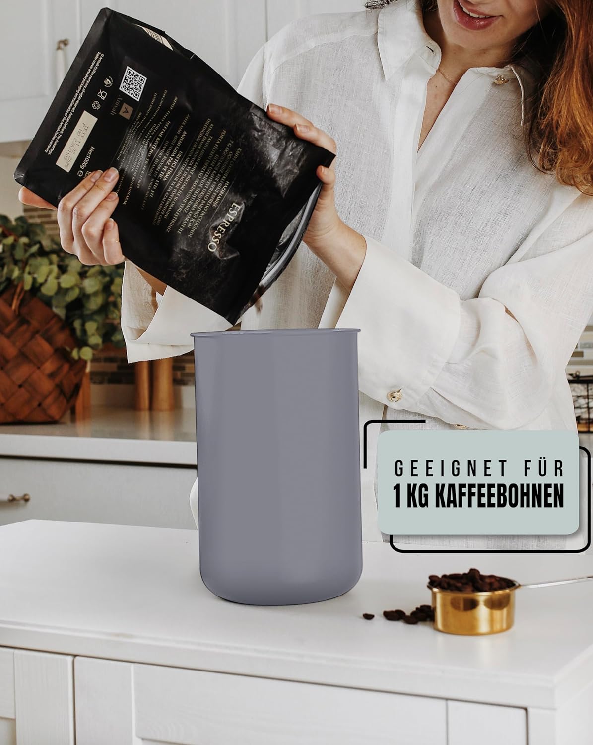 Kaffeedose mit Vakuumdeckel, Grau Matt