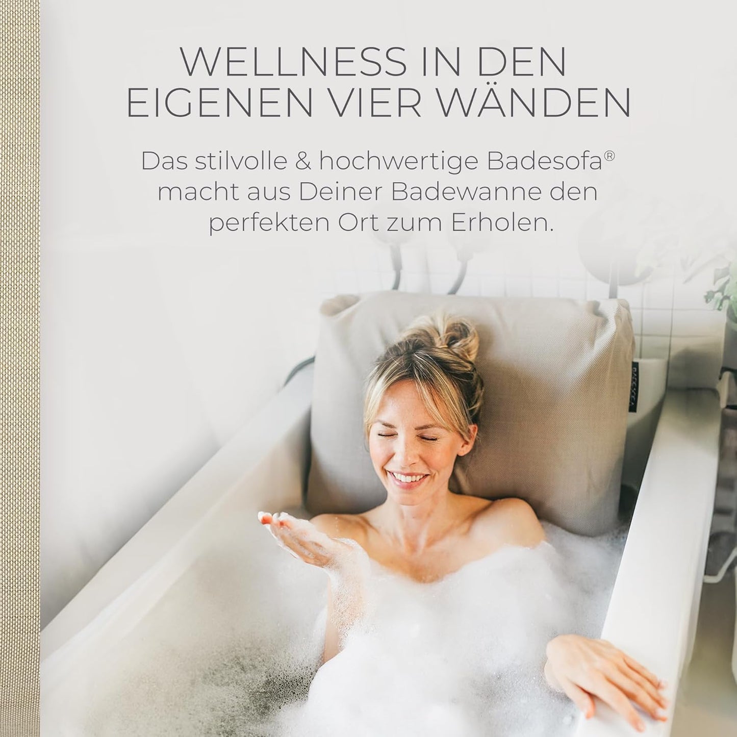 Badewannen-Kissen schnelltrocknend, waschbar, Beige Small