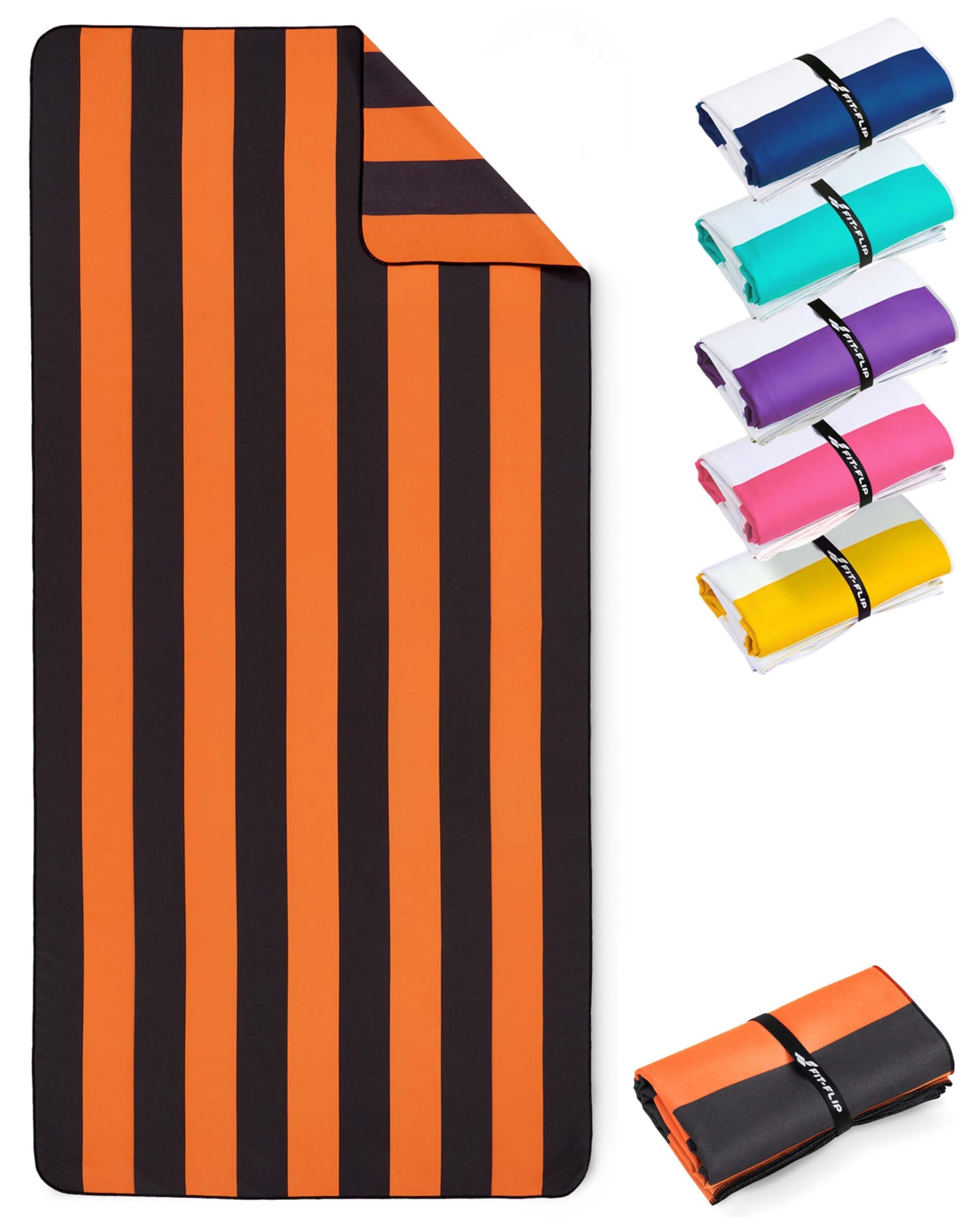 Schnelltrocknendes Strandhandtuch, 160cm x 90cm 09 Orange - Dunkelgrau