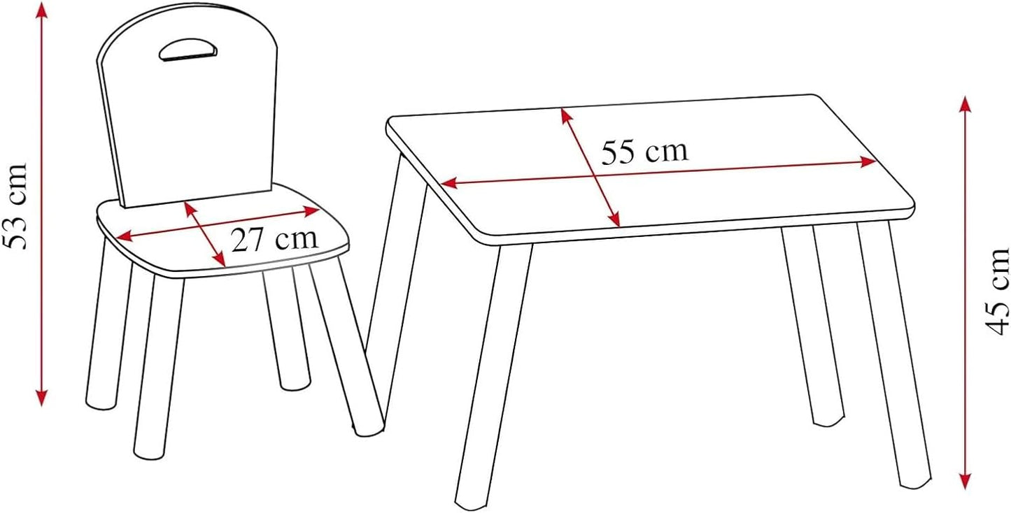 Kindertisch-Set mit 2 Stühlen aus Holz