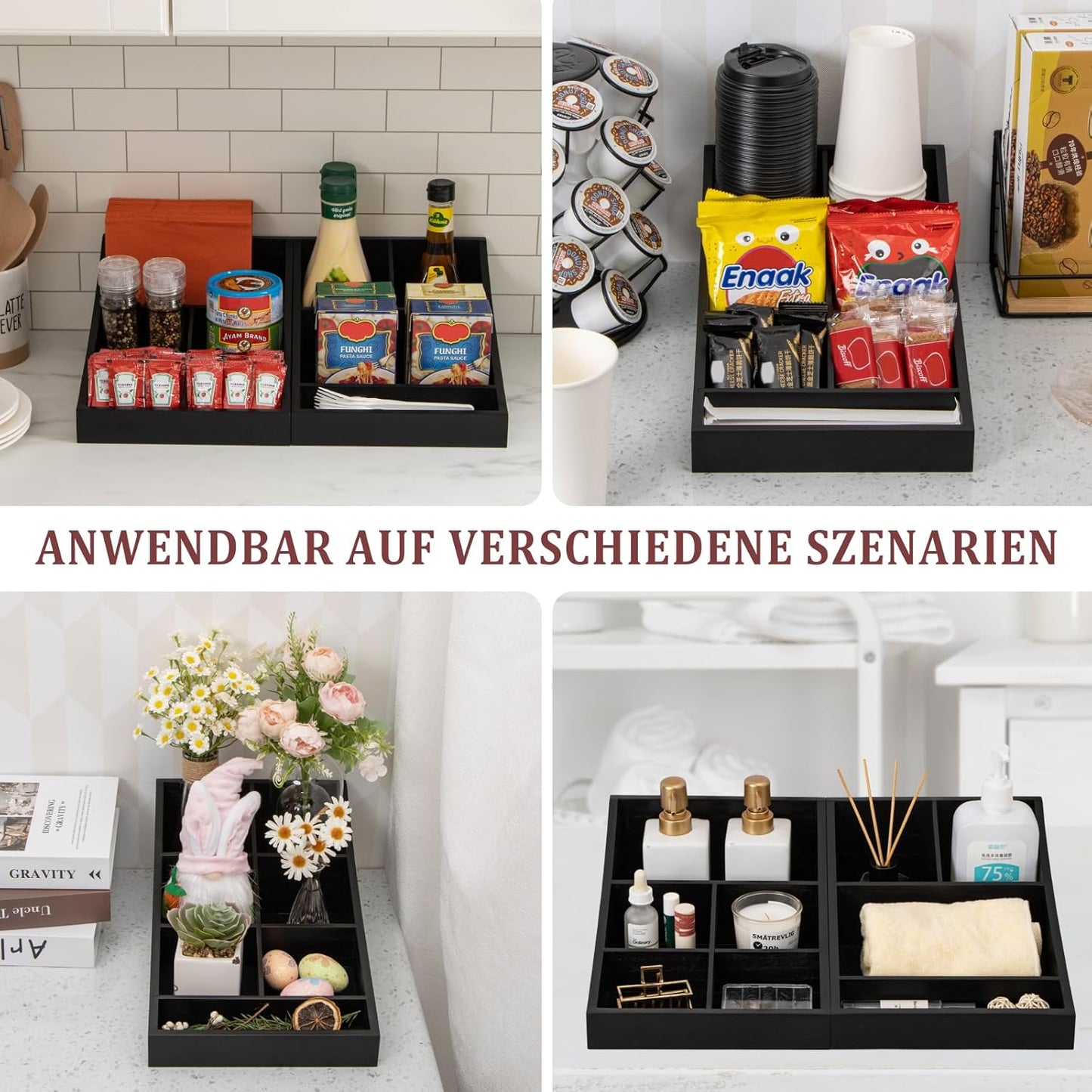 2-in-1 Kaffee-Organizer mit 9 Fächern für Kaffeestation, Zwei-in-eins (9 Fächer)