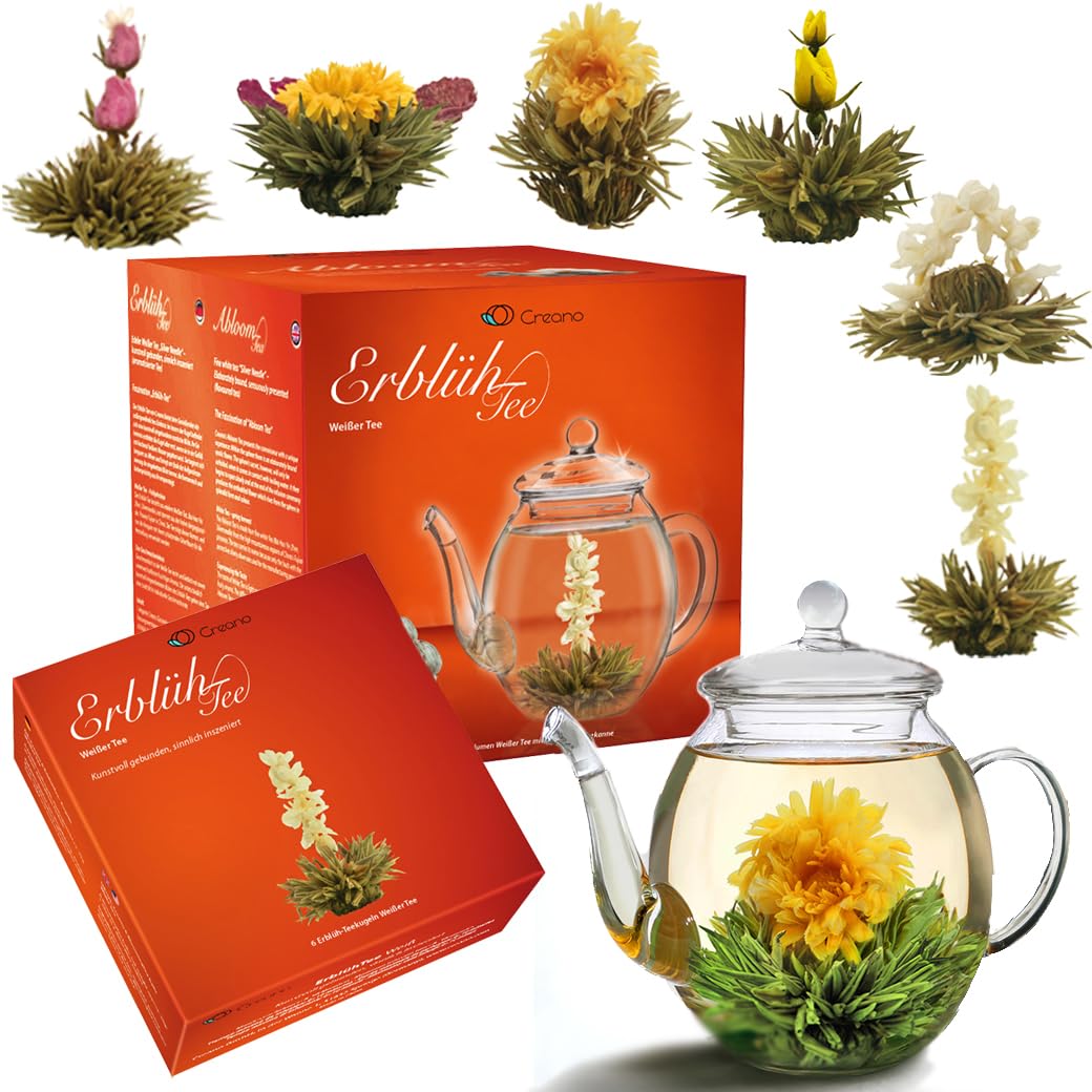 Erblühtee Geschenkset mit Glaskanne (7-teilig), 1x Geschenkset