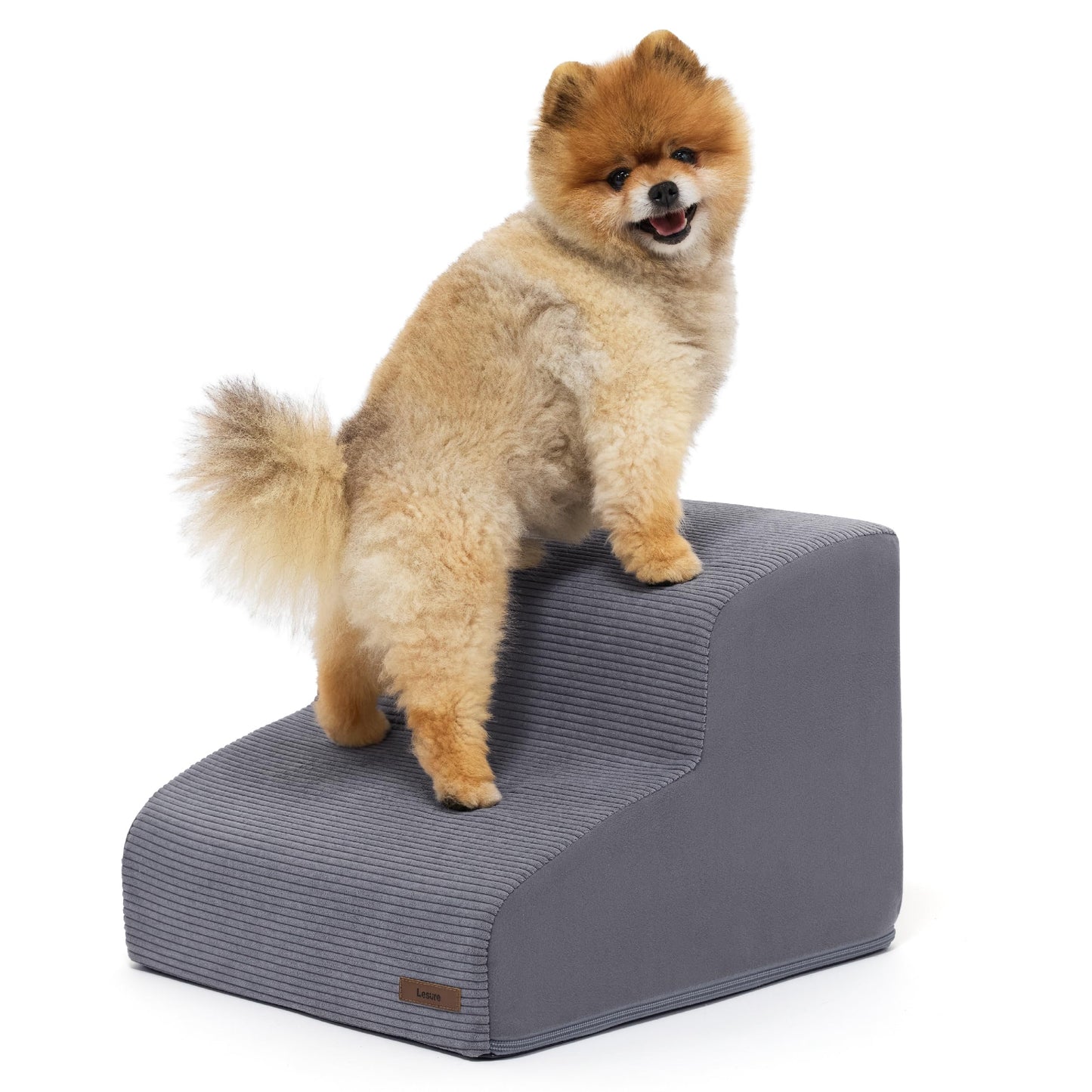 2-stufige Hundetreppe mit abnehmbarem Bezug, Grau 2-Stufen (40x40x30 cm)