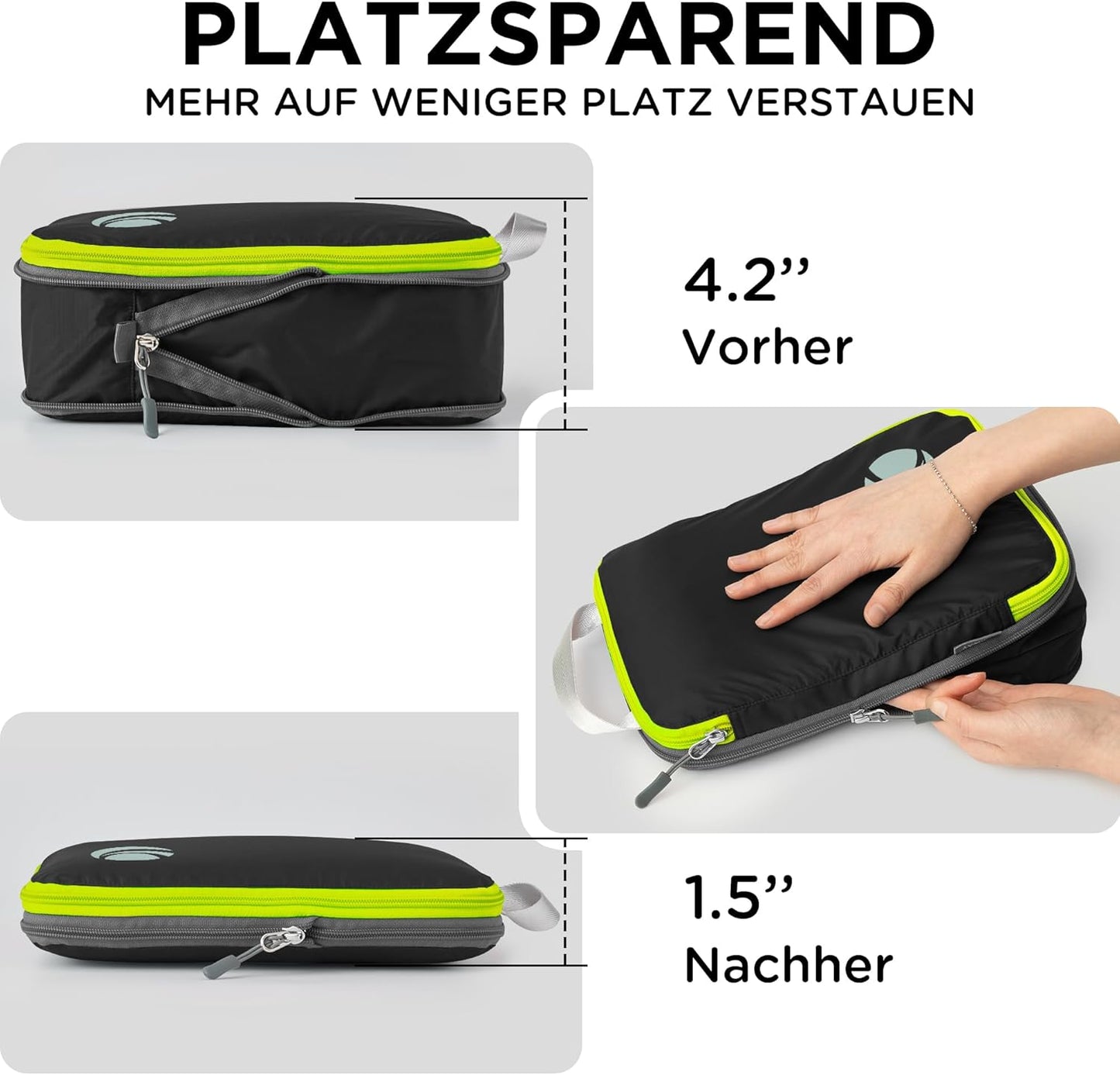 Kompression Kofferorganizer-Set, 8PCS Schwarz