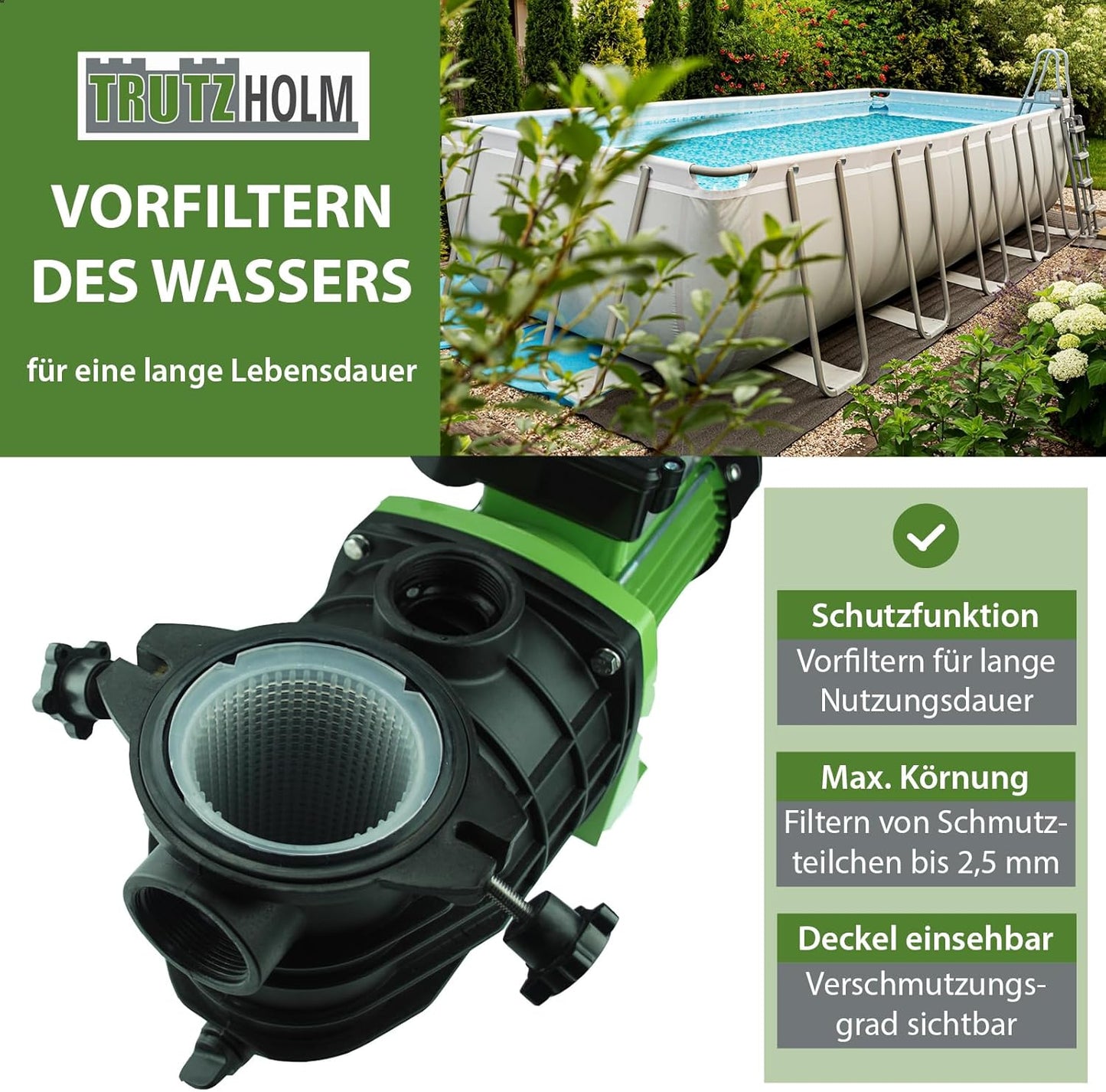 Schwimmbadpumpe, 550W / 10m³l/h