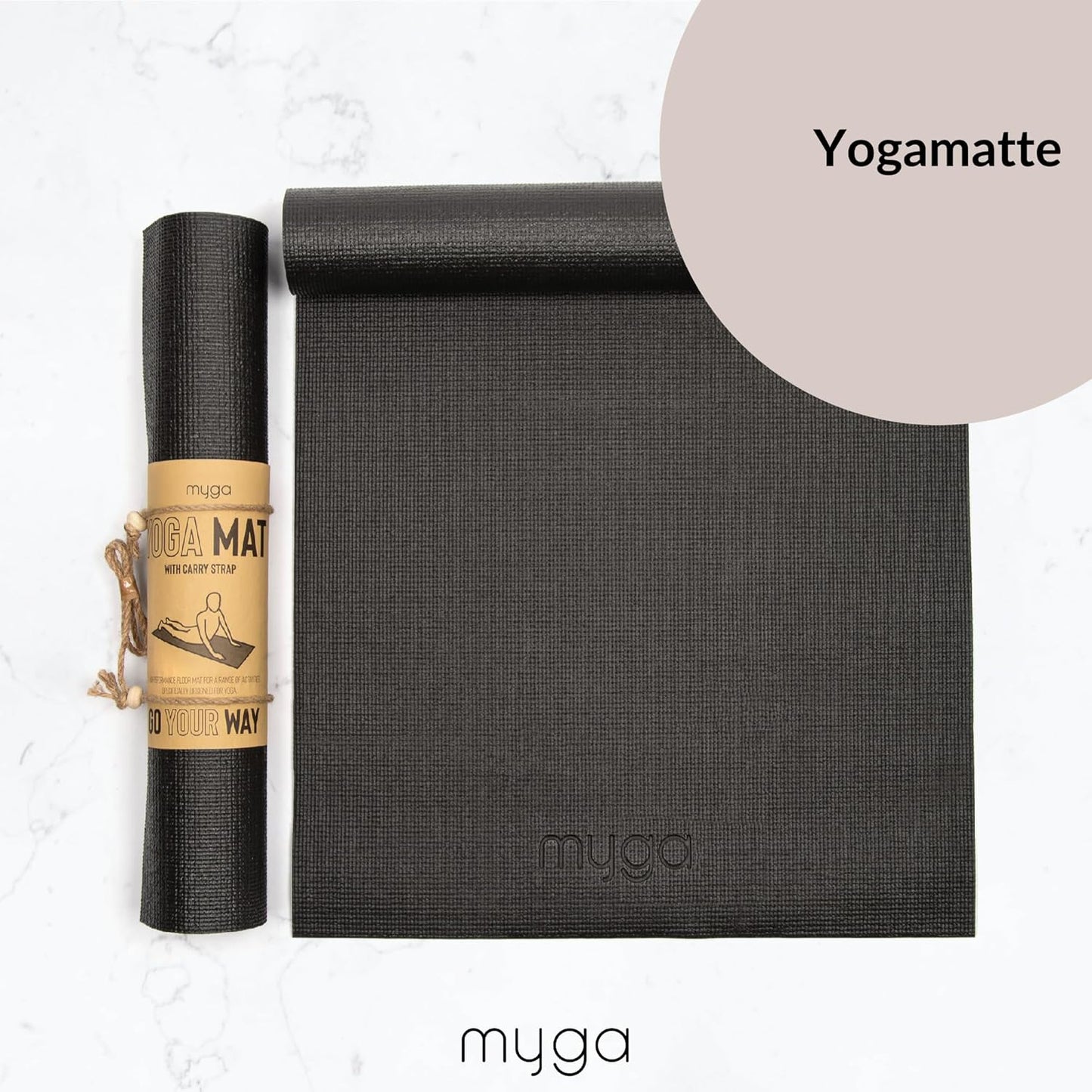 Yoga-Starter-Set mit Matte, Blöcken & Gurt, Schwarz