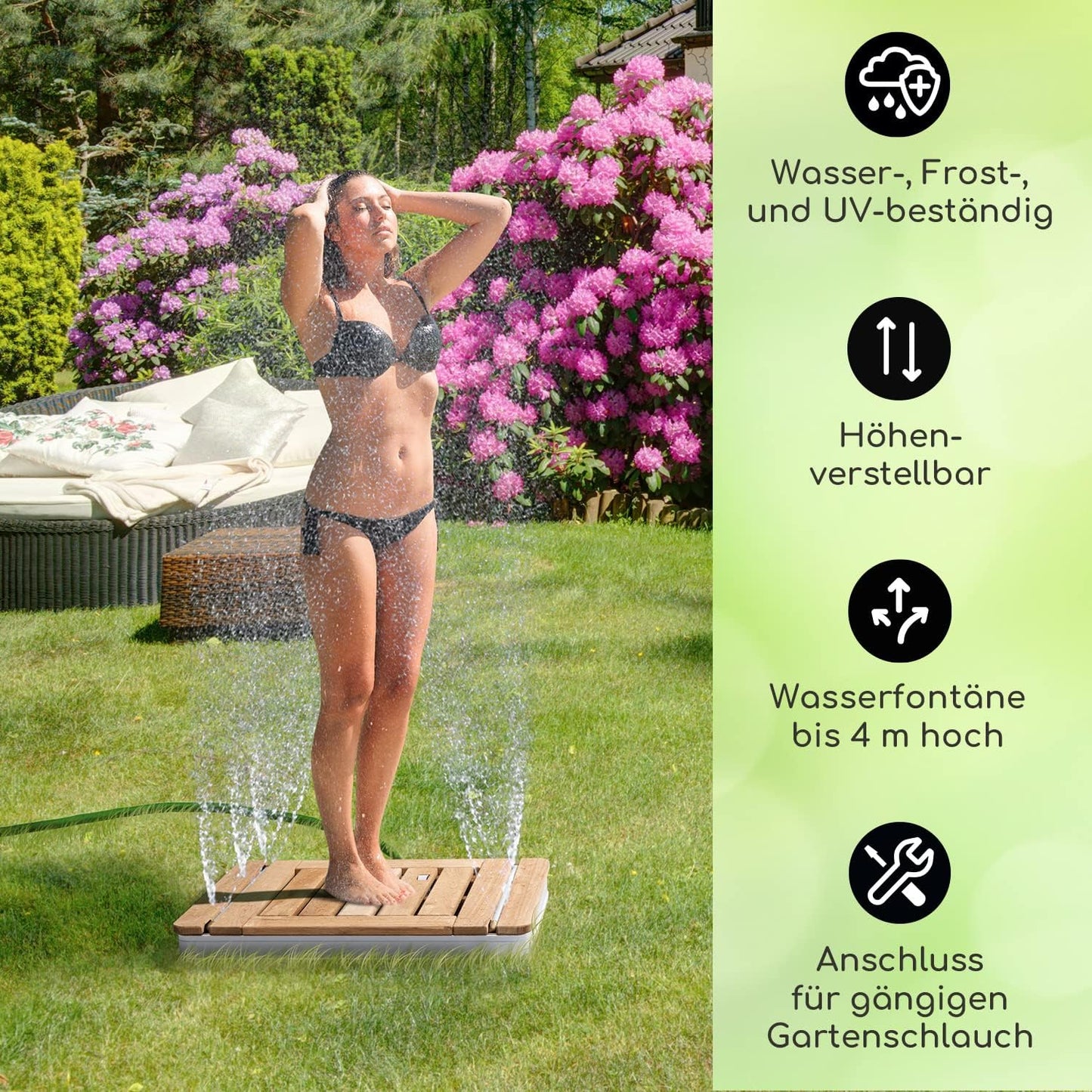 Boden-Gartendusche, Quadratisch Weiss