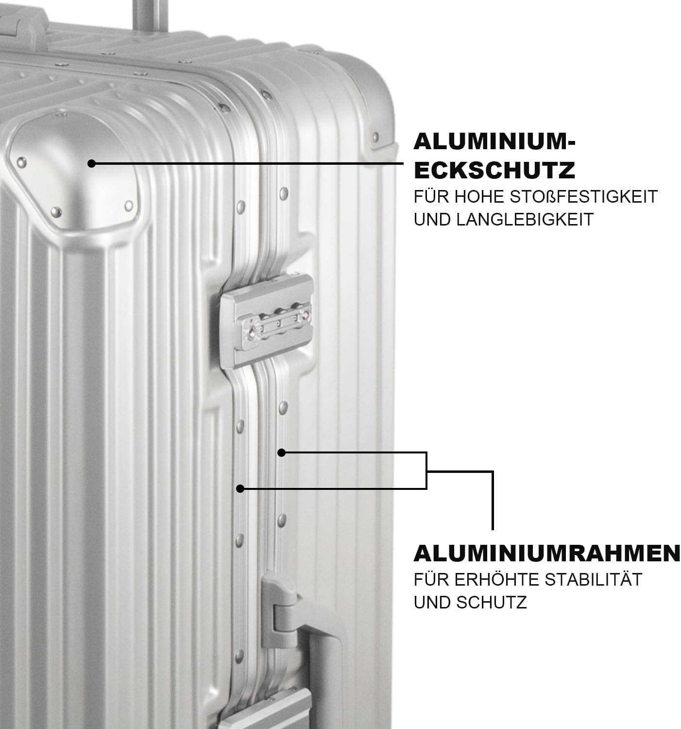 3-teiliges Hartschalen-Kofferset, Silber