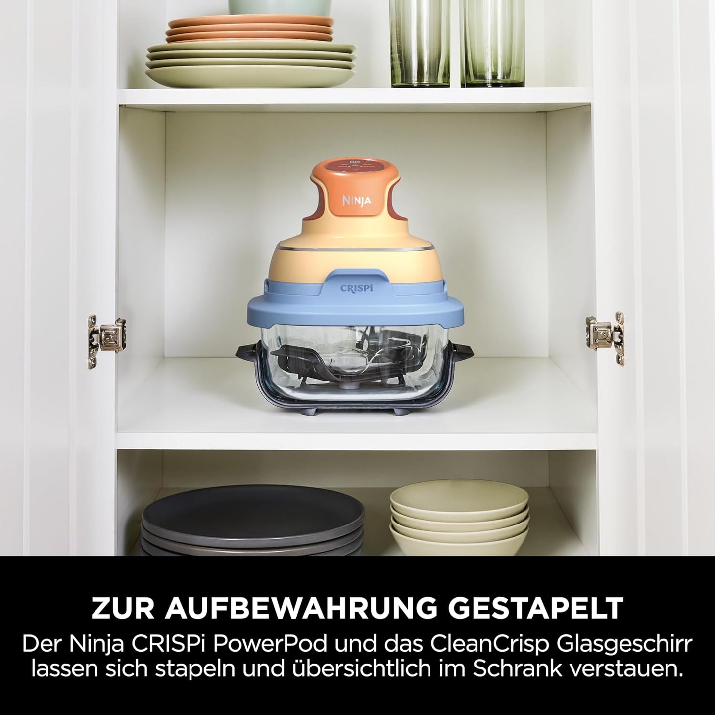 CRISPi Tragbare Heissluftfritteuse mit Glasbehältern, Mango-wolken