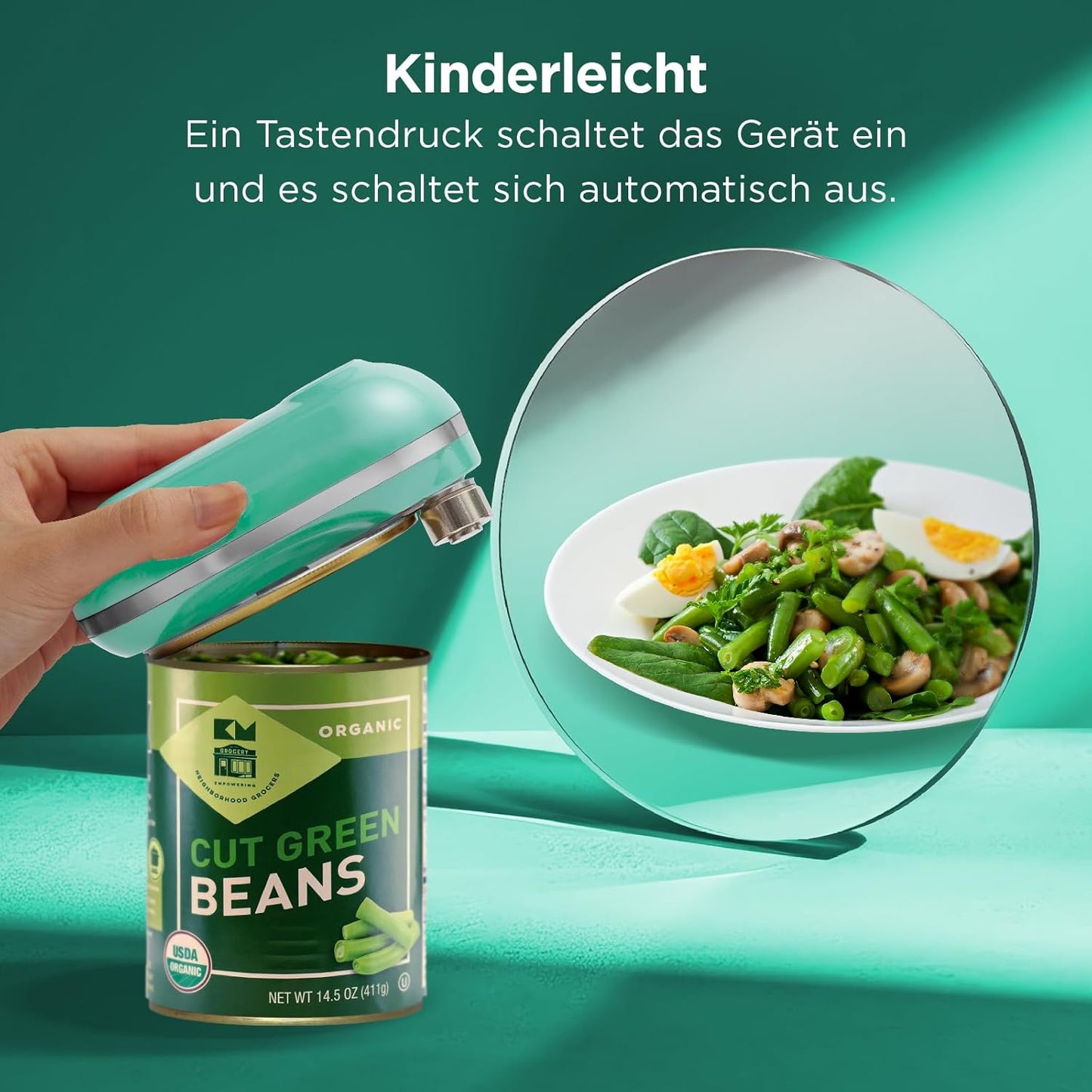 Mini Plus Dosenöffner, wiederaufladbar, Türkis