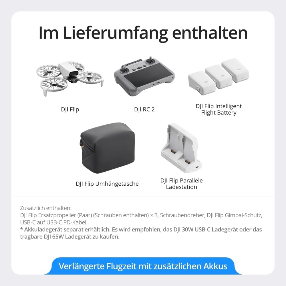 Flip Fly More Combo RC 2 Drohne mit Kamera 4K, DJI Flip Fly More Combo (RC 2)