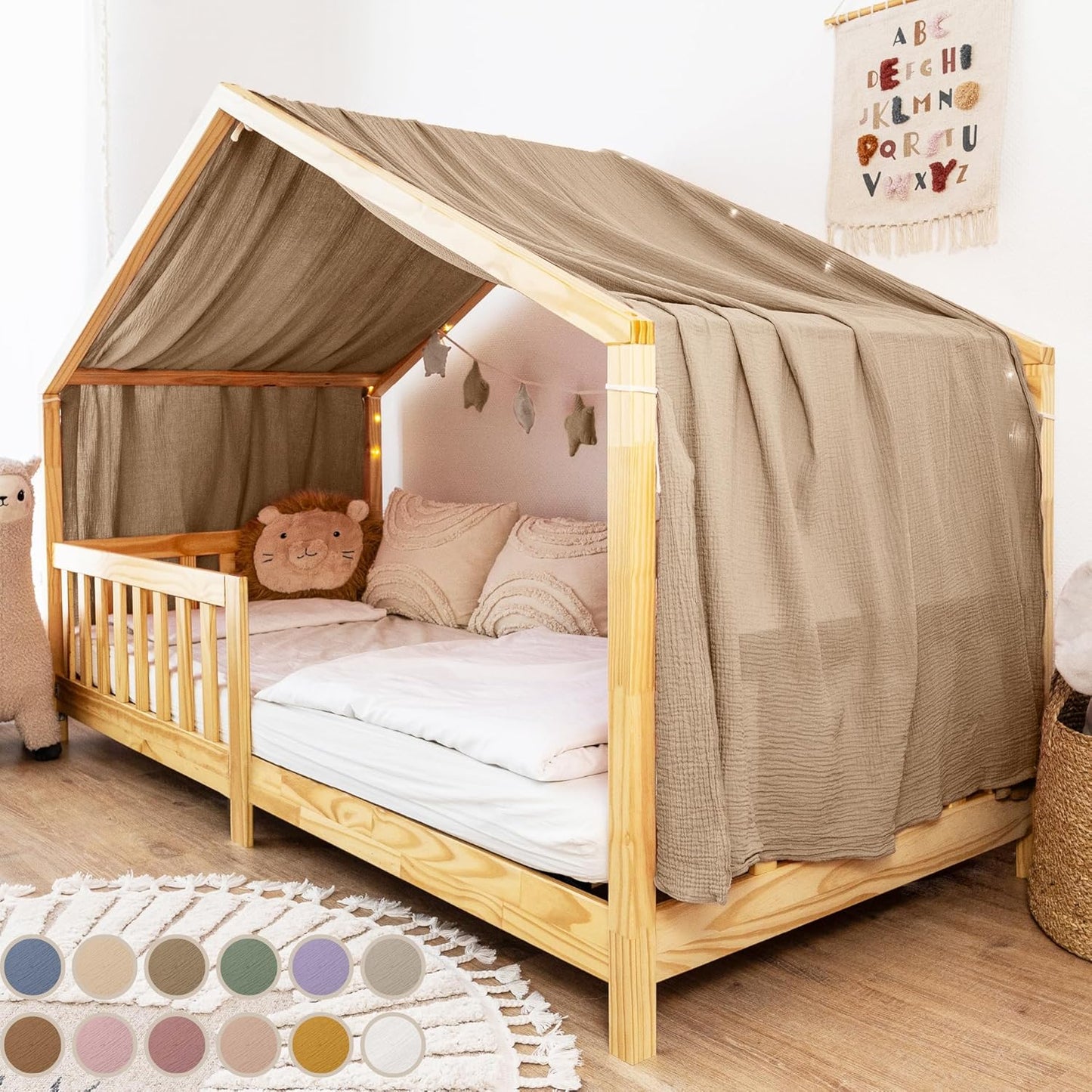 Betthimmel aus Musselin, Dunkelbeige 135 x 360cm