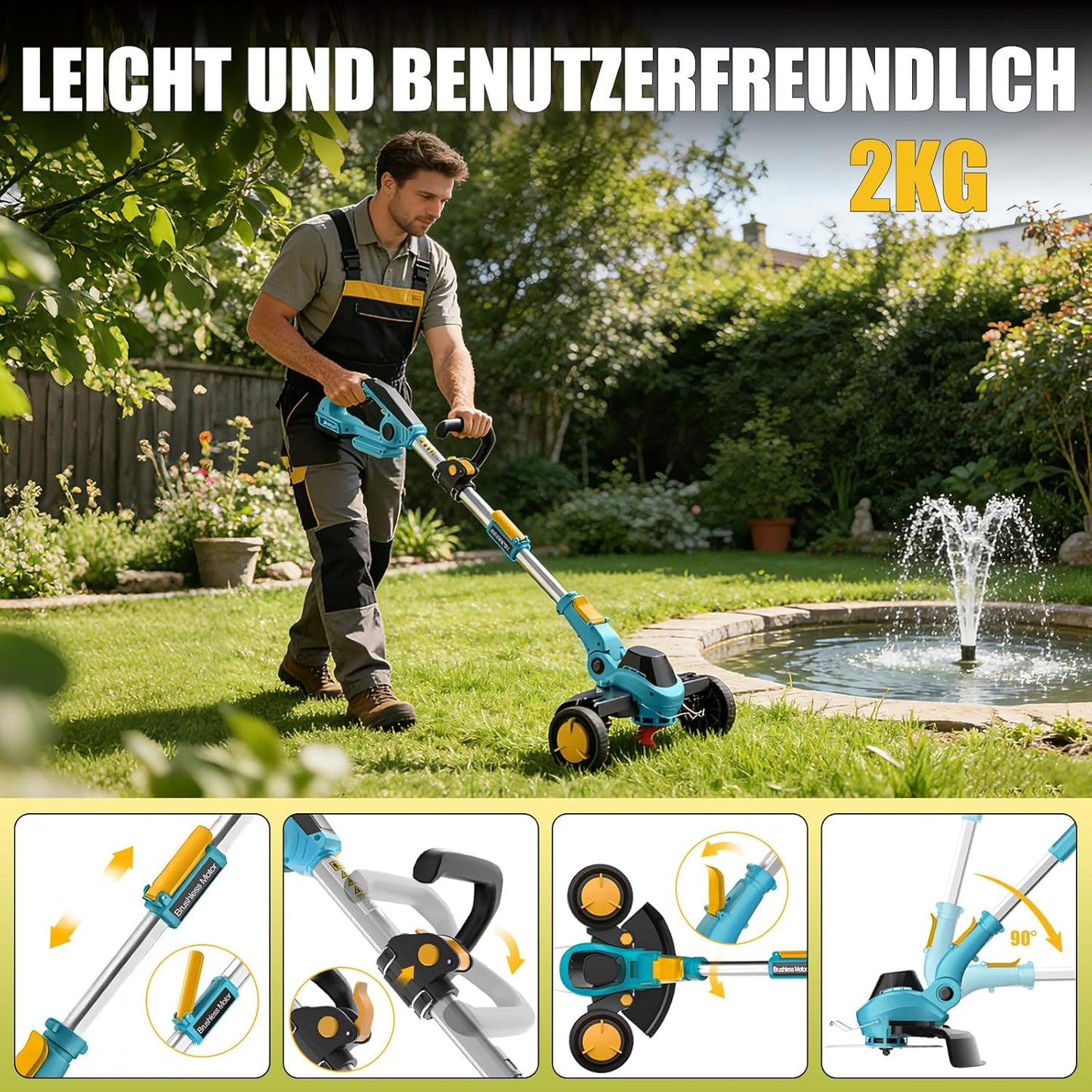 Akku-Rasentrimmer Set, Blau
