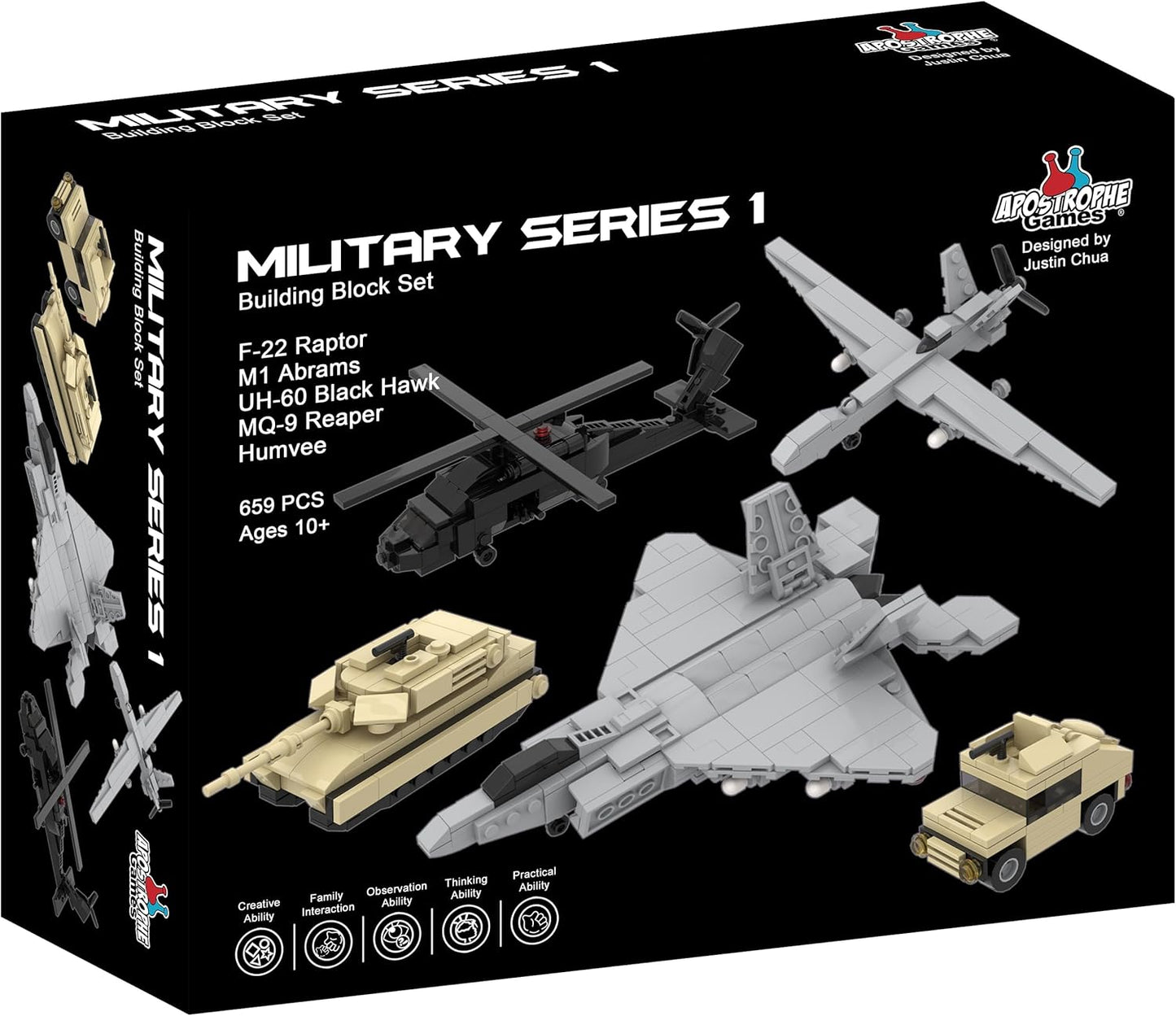 Militärische Baustein-Modelle, 5 Fahrzeuge, Militär Set 1