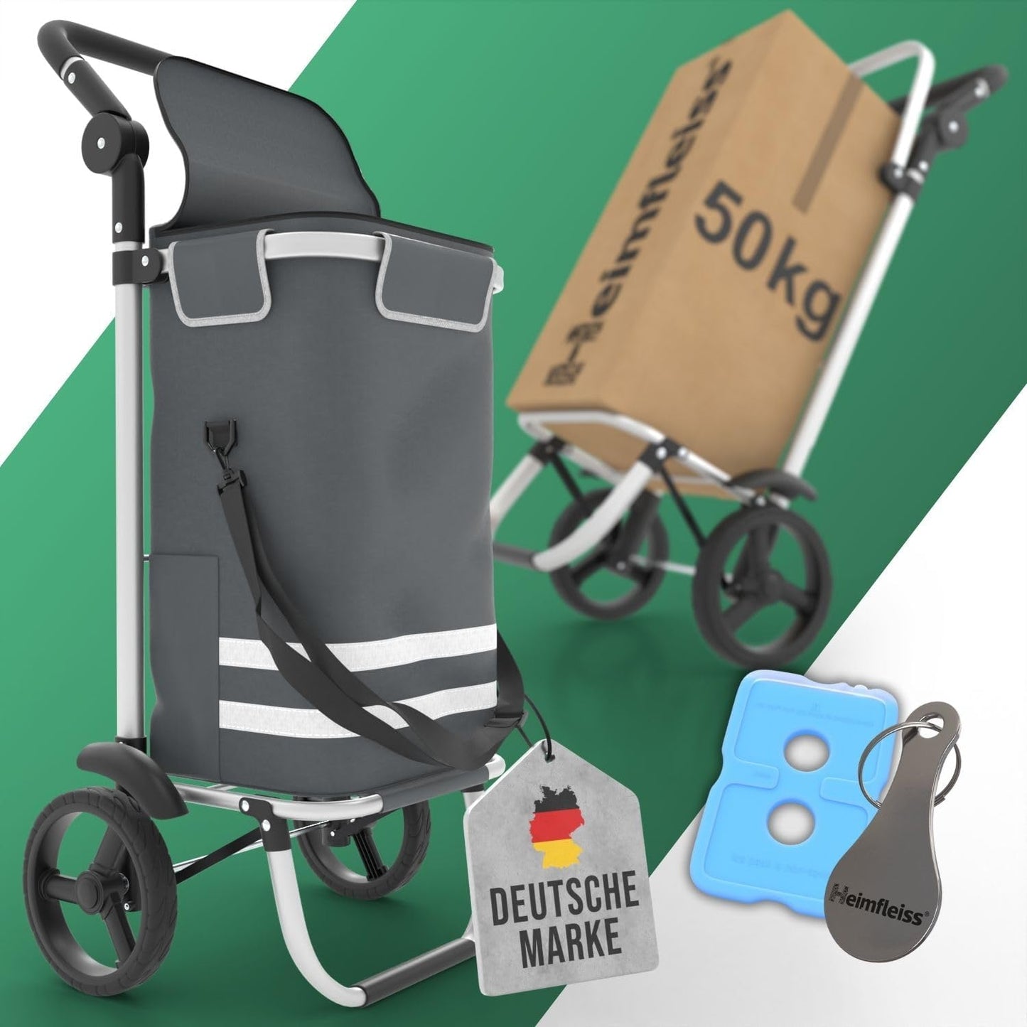 Einkaufstrolley mit Kühlfach, Grau 56L