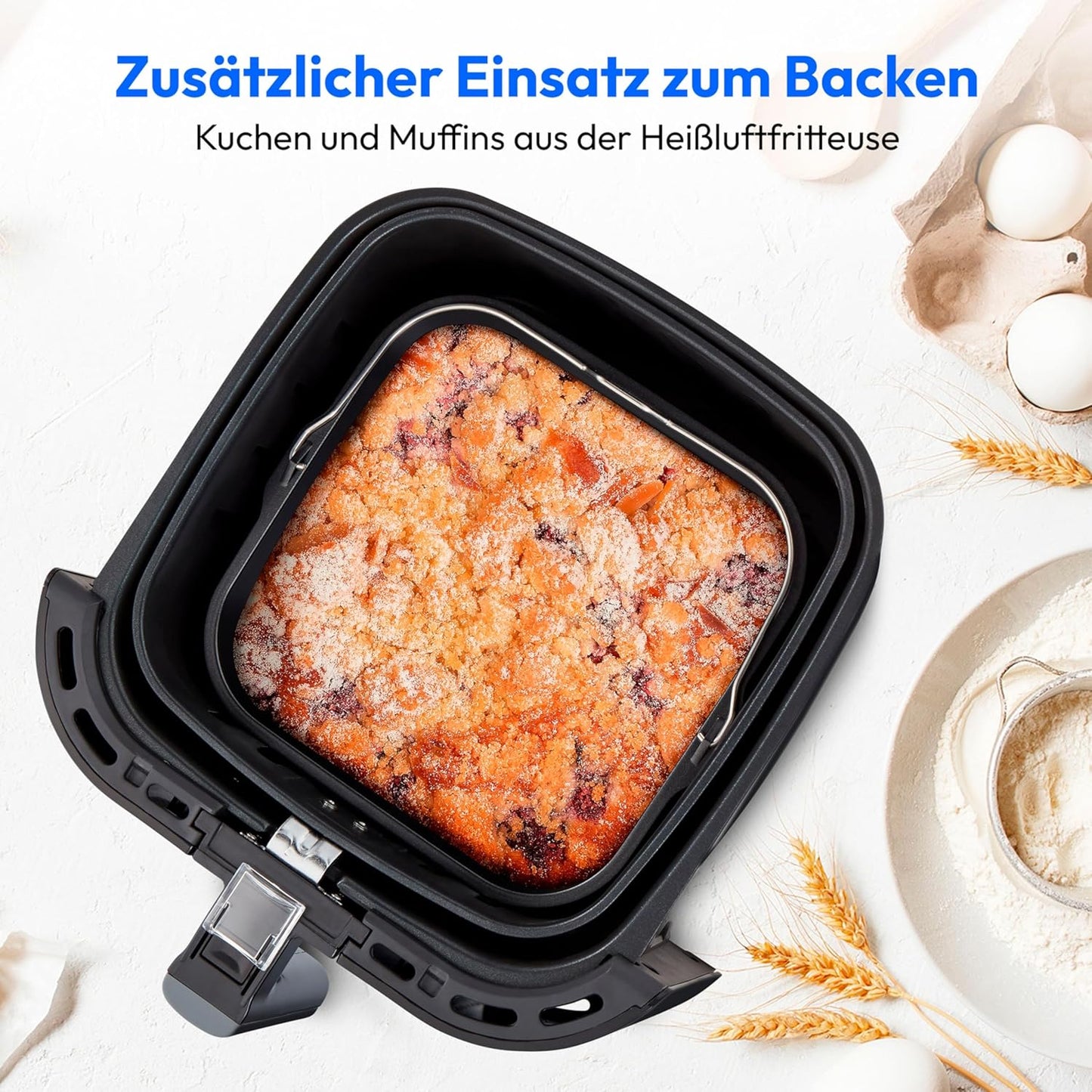 E40 XL Heissluftfritteuse mit Backfunktion, Schwarz