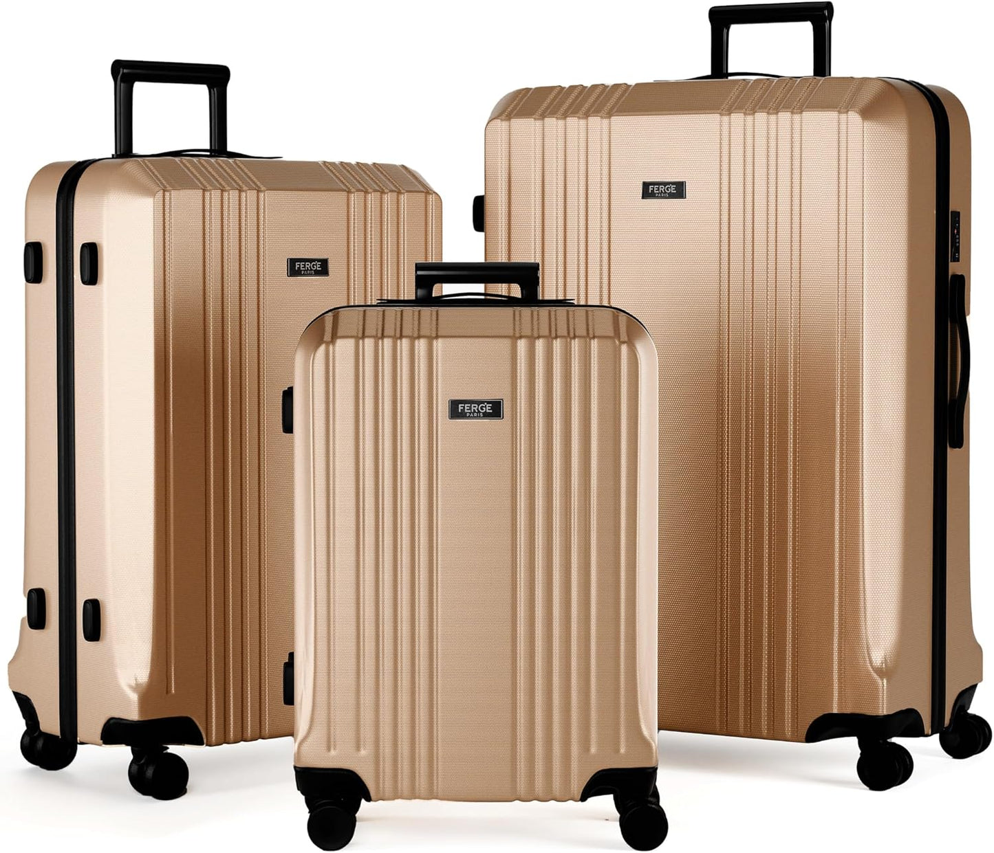 3-teiliges Hartschalenkoffer-Set, 3er Set Champagner