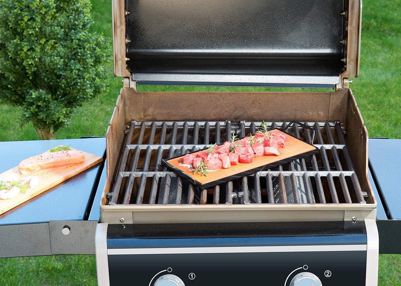 Zedernholz-Grillbretter Set mit Metallrahmen