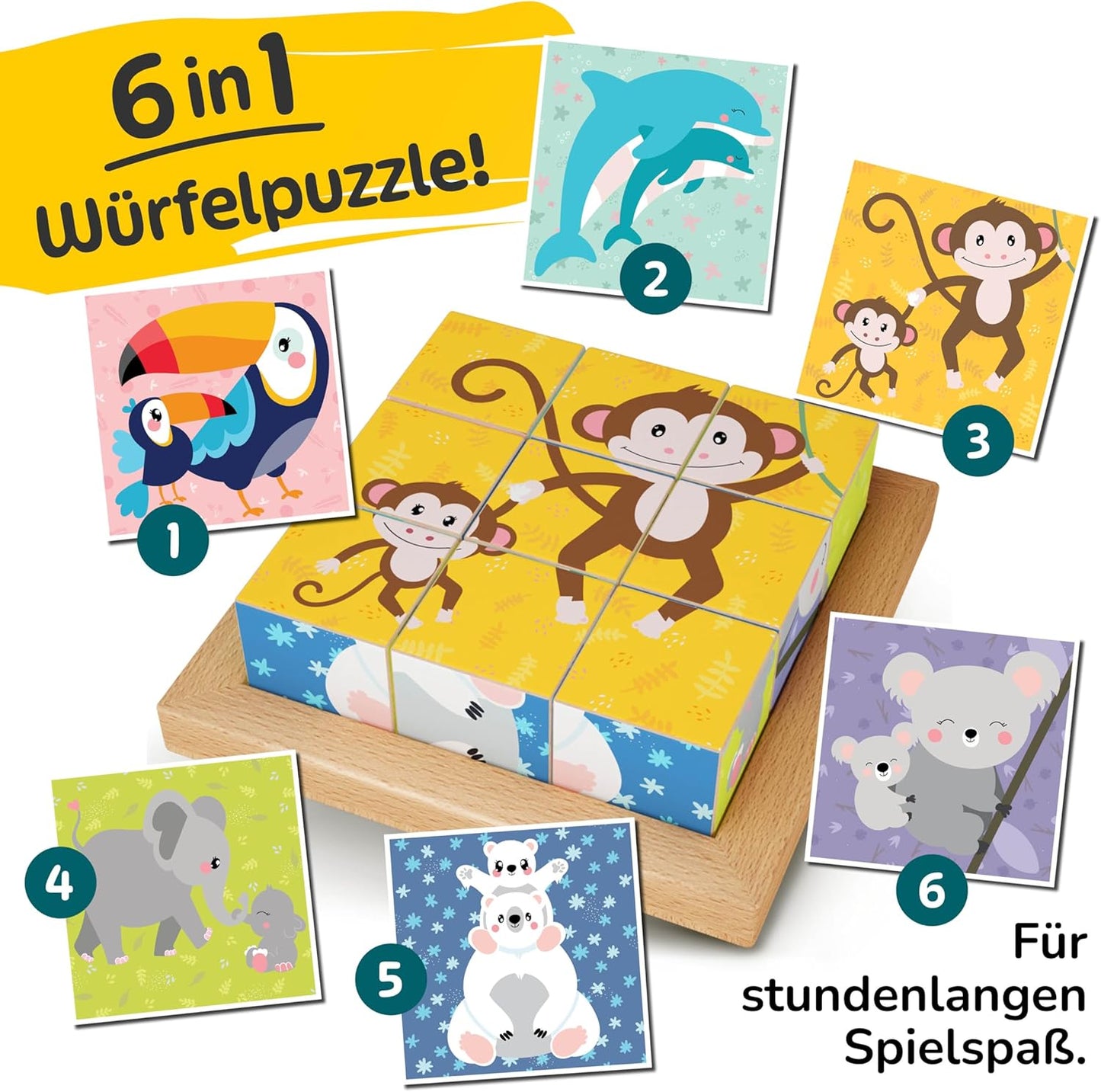 Bilderwürfel Puzzle aus Holz