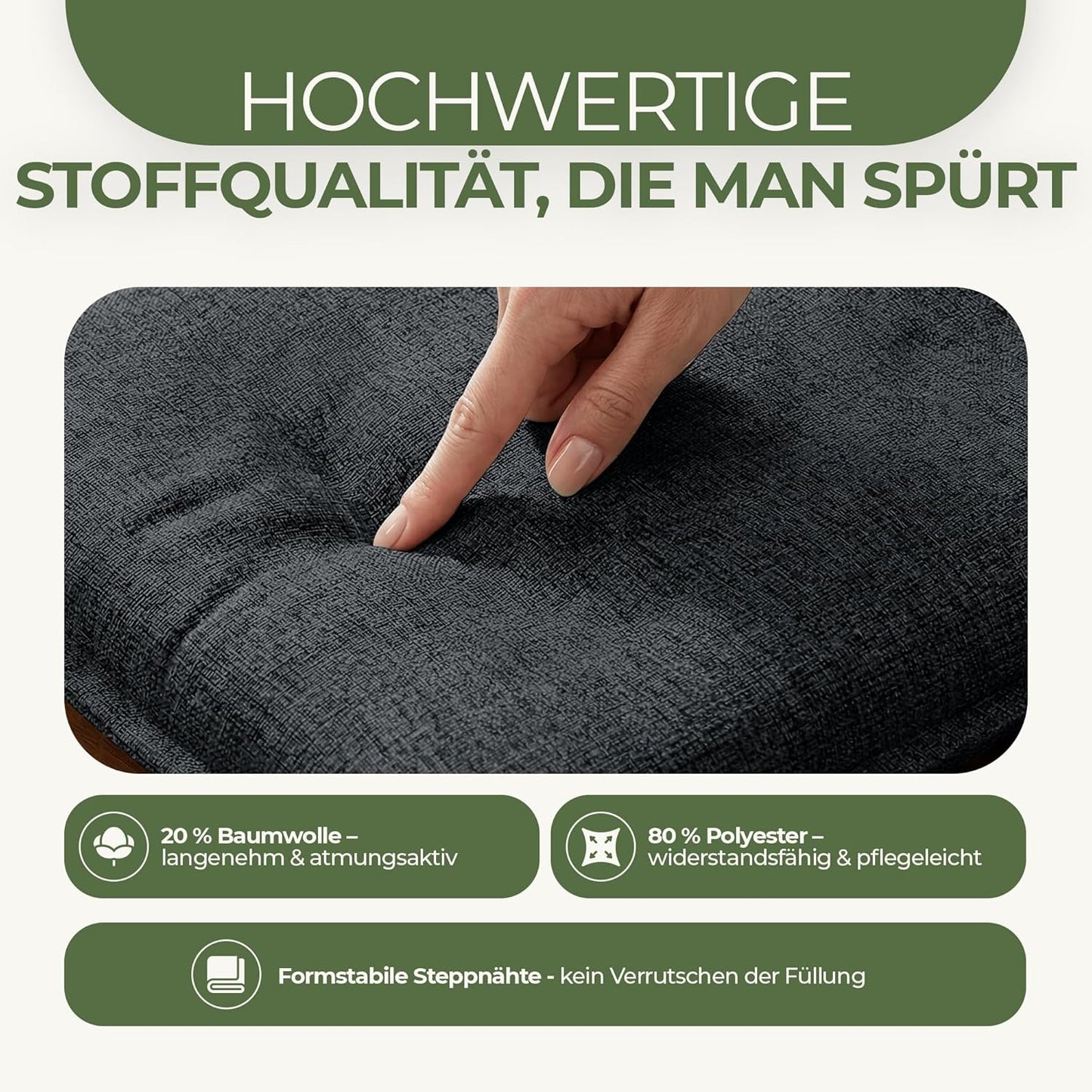 Hochlehner Gartenstuhlauflagen-Set (6 Stück), Anthrazit 6