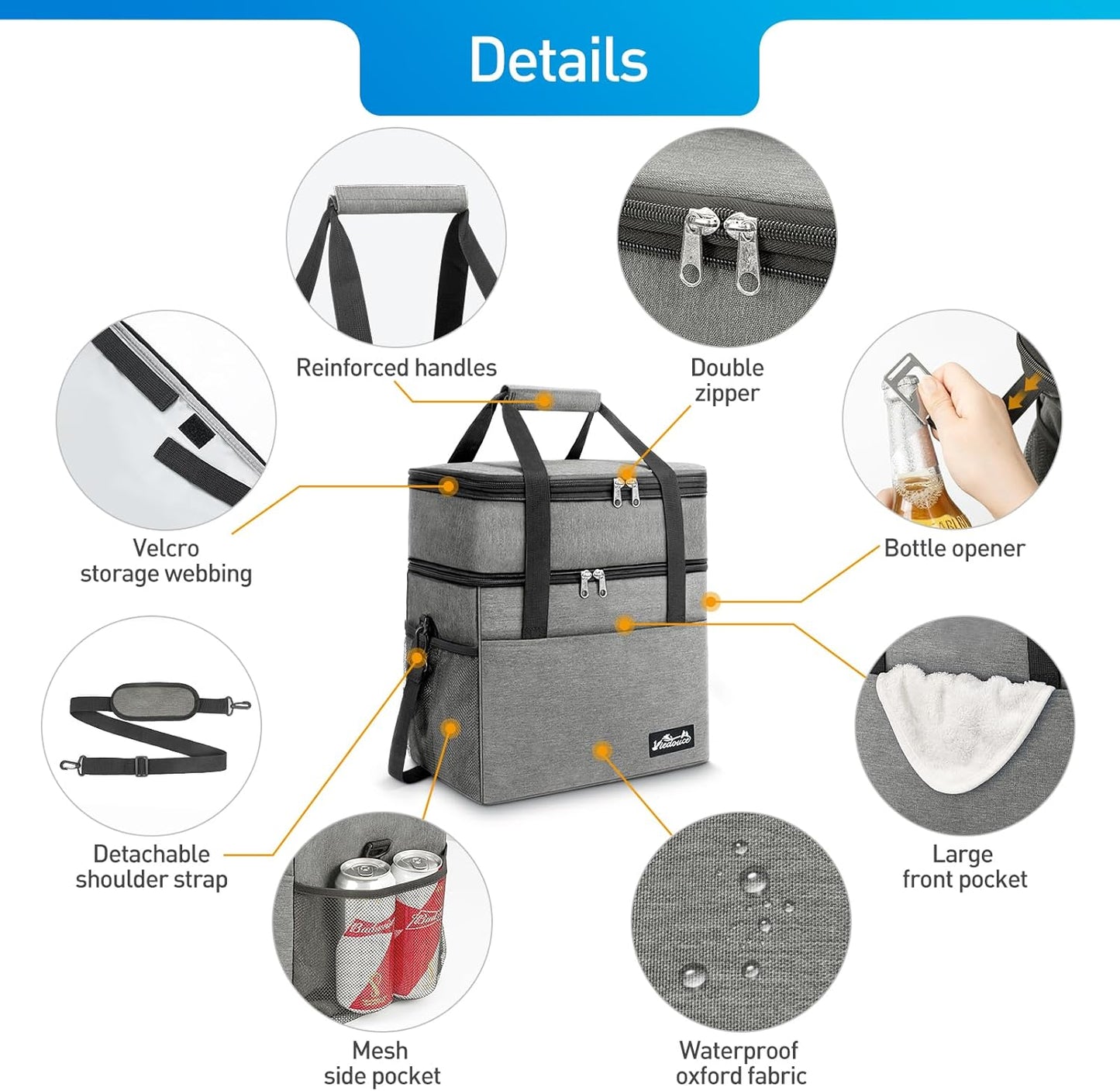 Erweiterbare Kühltasche, Grau 28L