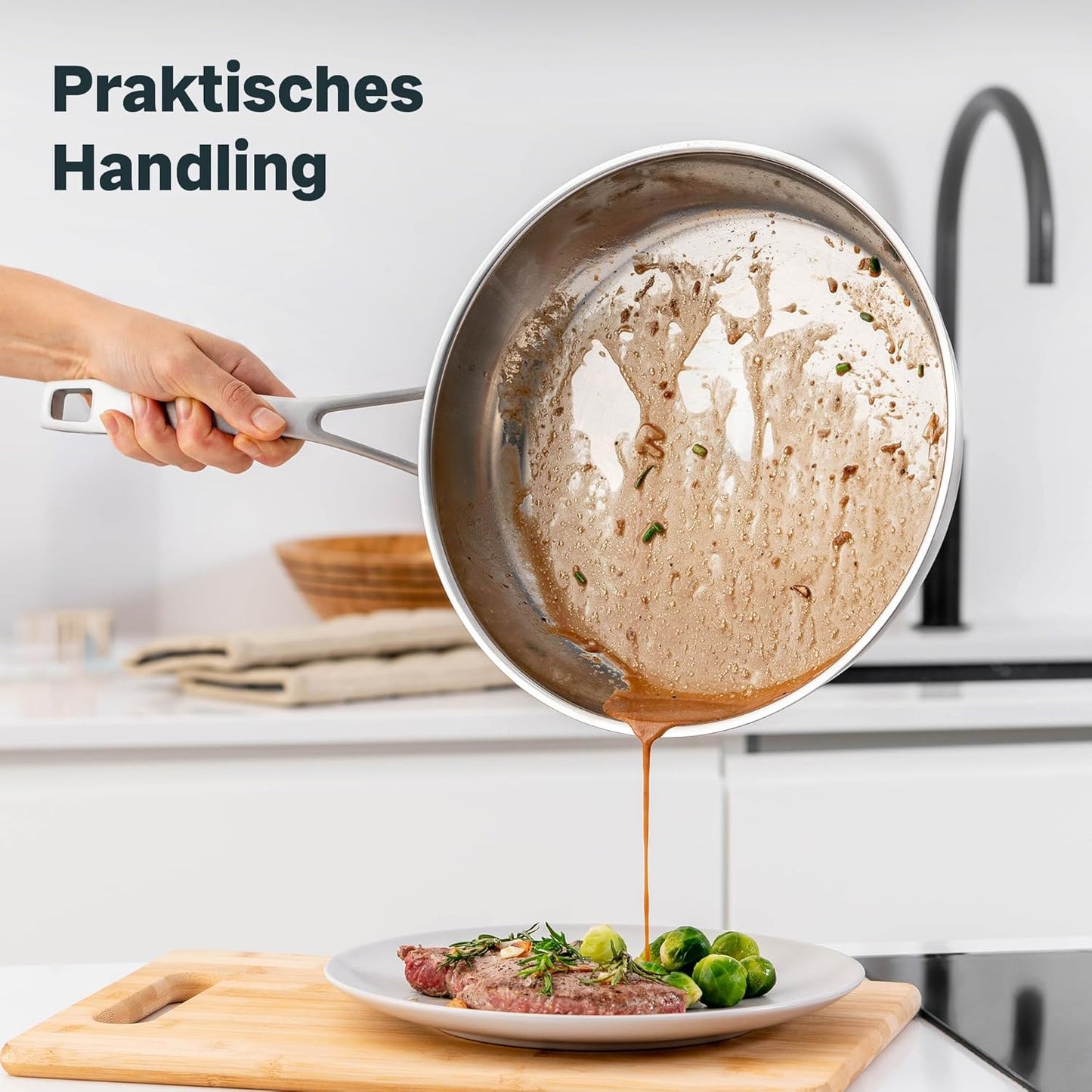 Bratpfanne unbeschichtet, induktionsgeeignet, Unbeschichtet 28 cm